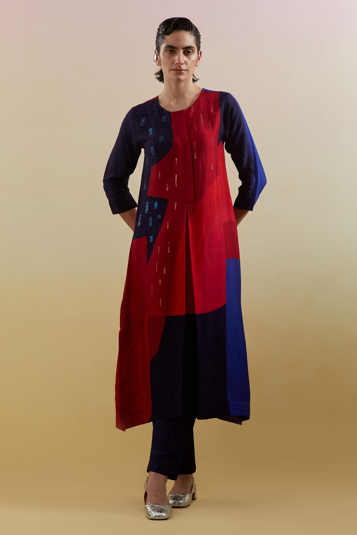 Zenith Navy & Red Kurta Set