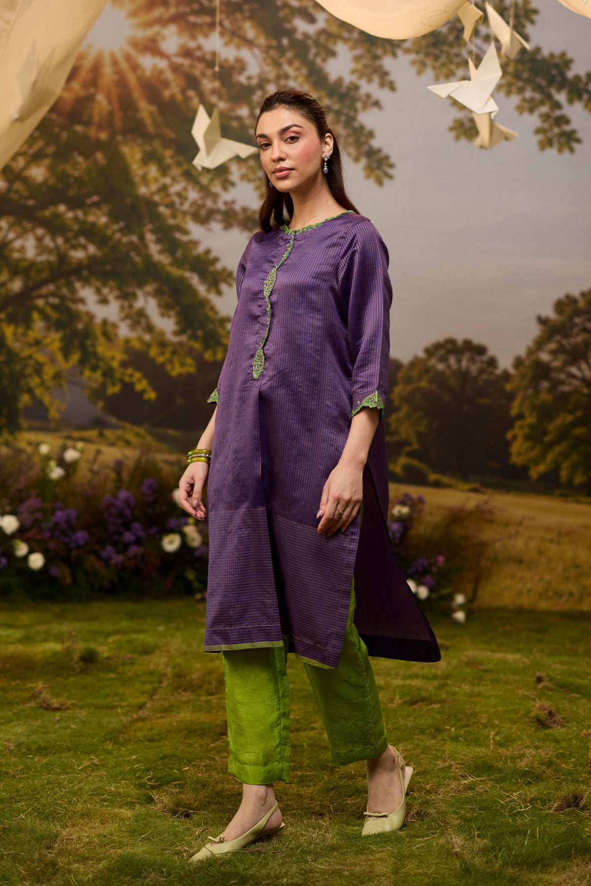 Rhythm n Rhyme Embroidered Purple Kurta Set