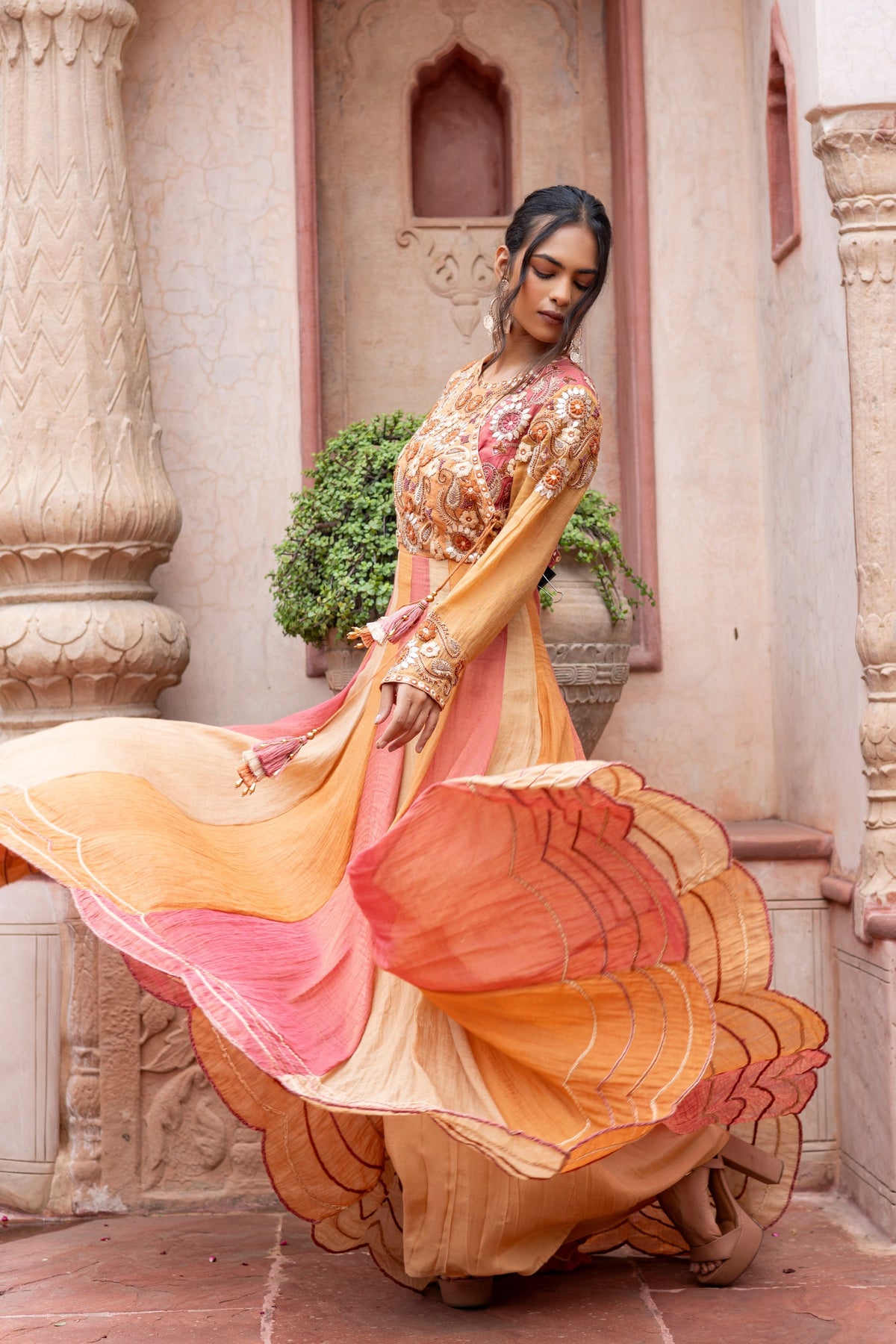 Multicolored Anarkali Set