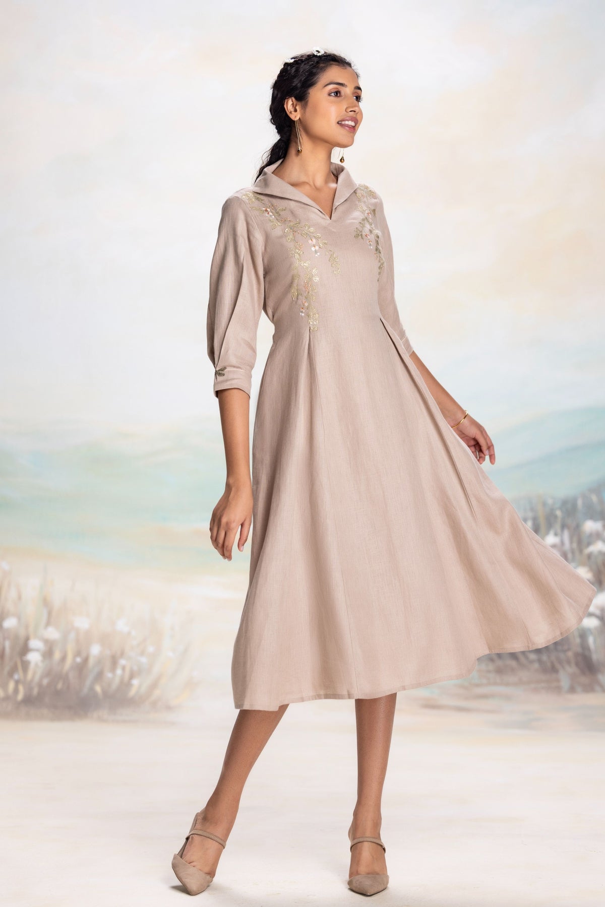 Golden Leaf Cement Dress