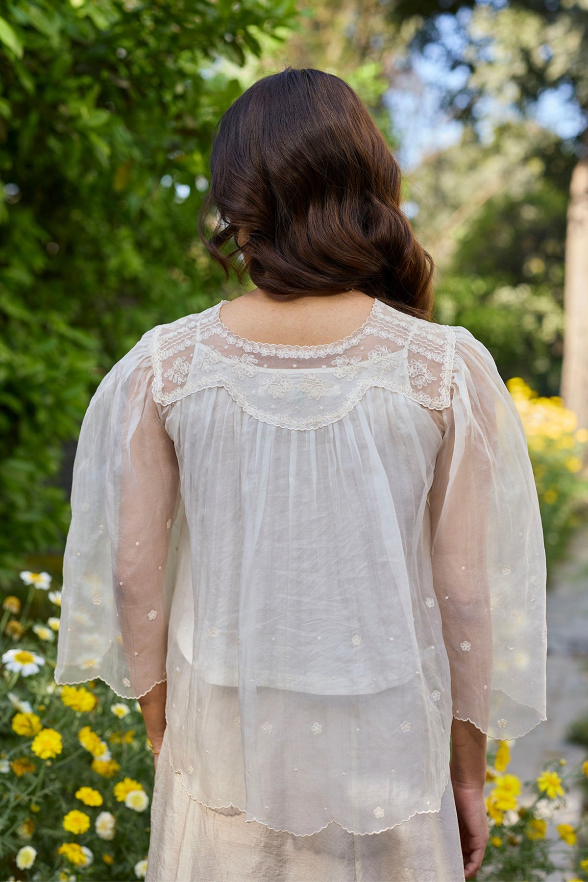 Wander Trail Ivory Embroidered Blouse