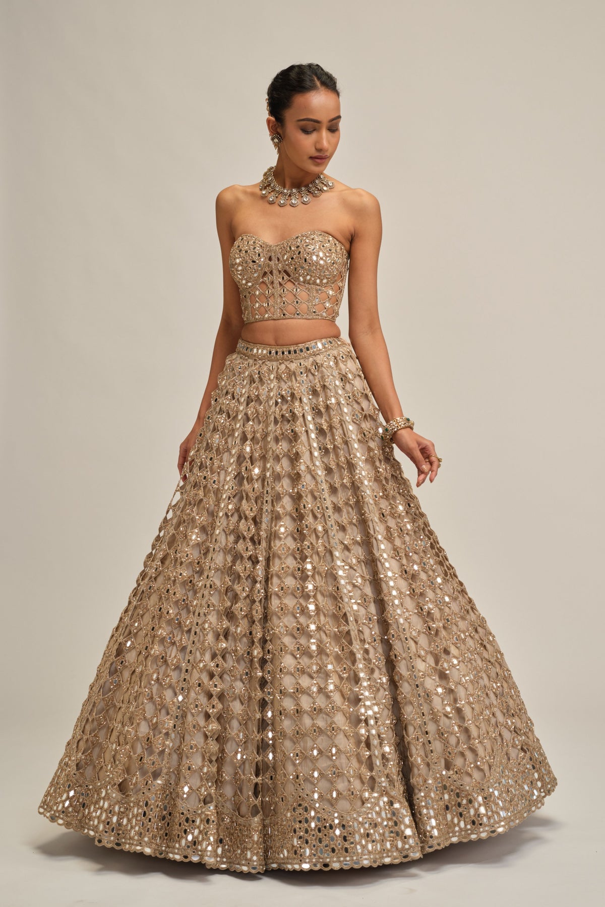 Light Beige Lehenga Set
