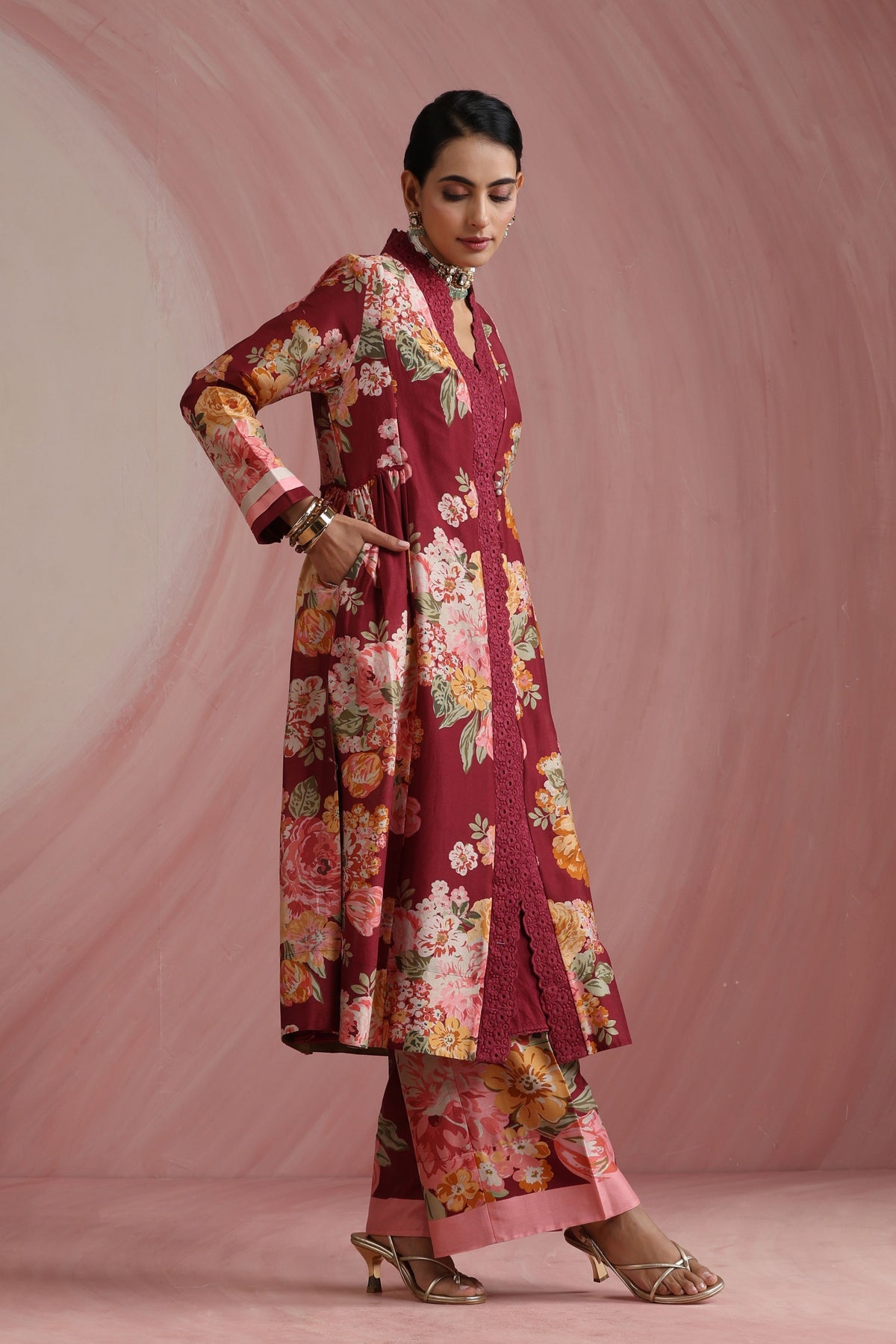 Burgundy Kurta Set