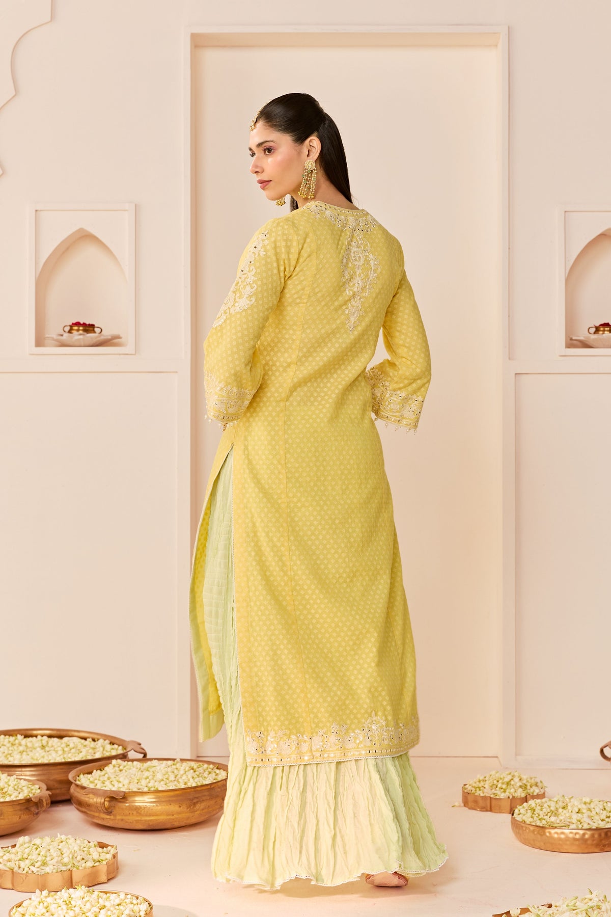 Ruhani Lemon Yellow Long Kurta Set