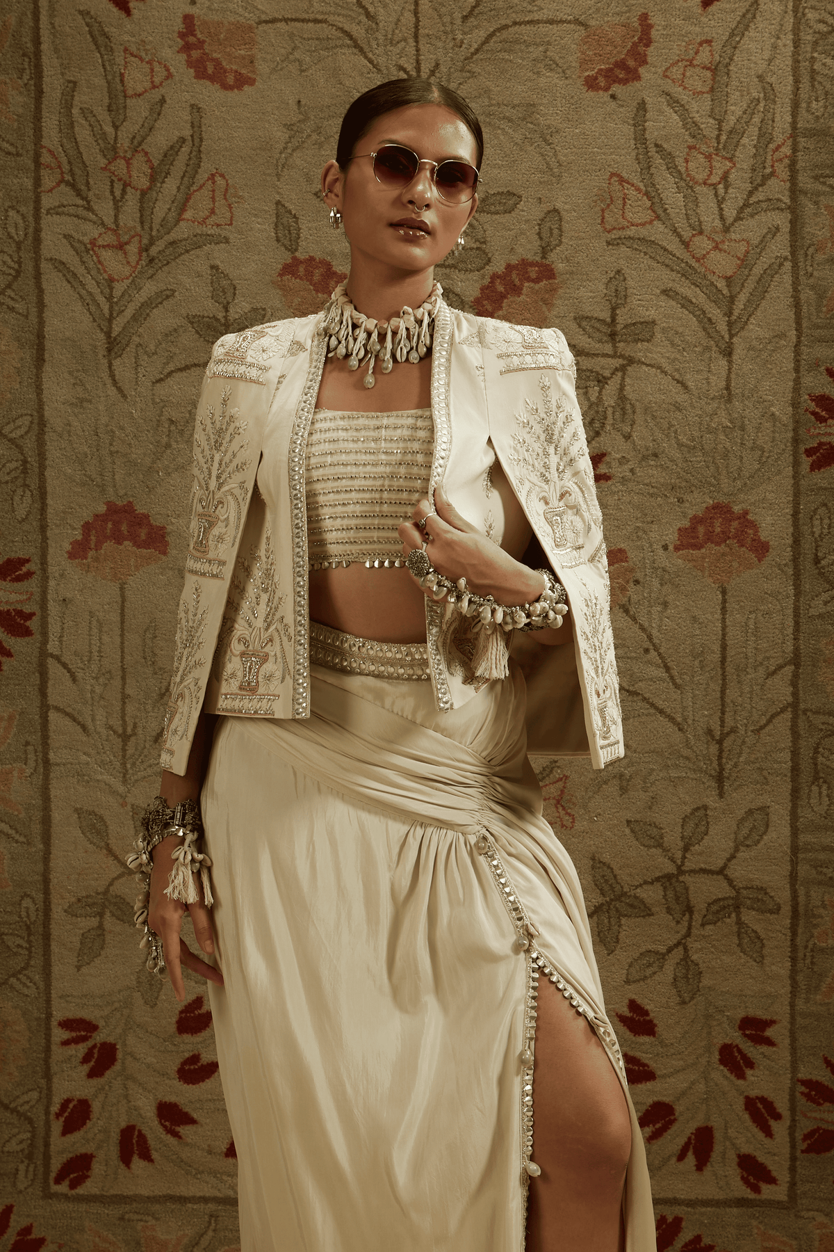 Butta Cape, Bustier, Slit Skirt
