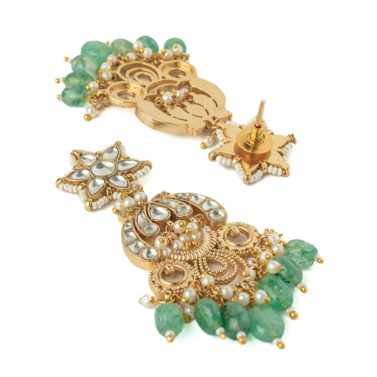 Gold Plated Womens Kundan Earrings