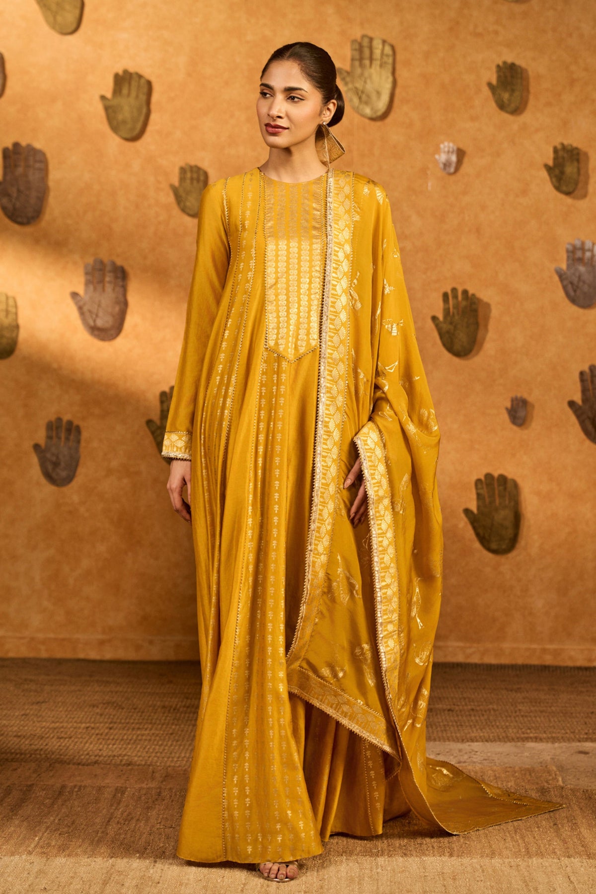 Ochre Snow Anarkali Set
