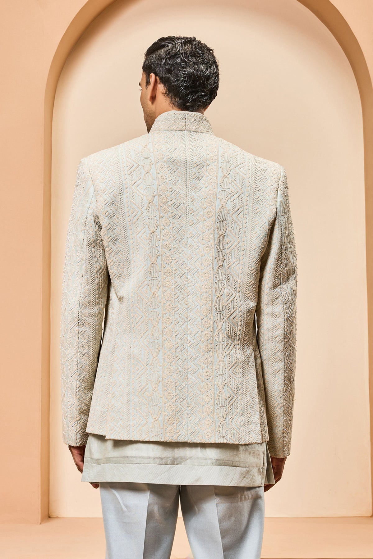 Powder Blue Open Bandhgala Set