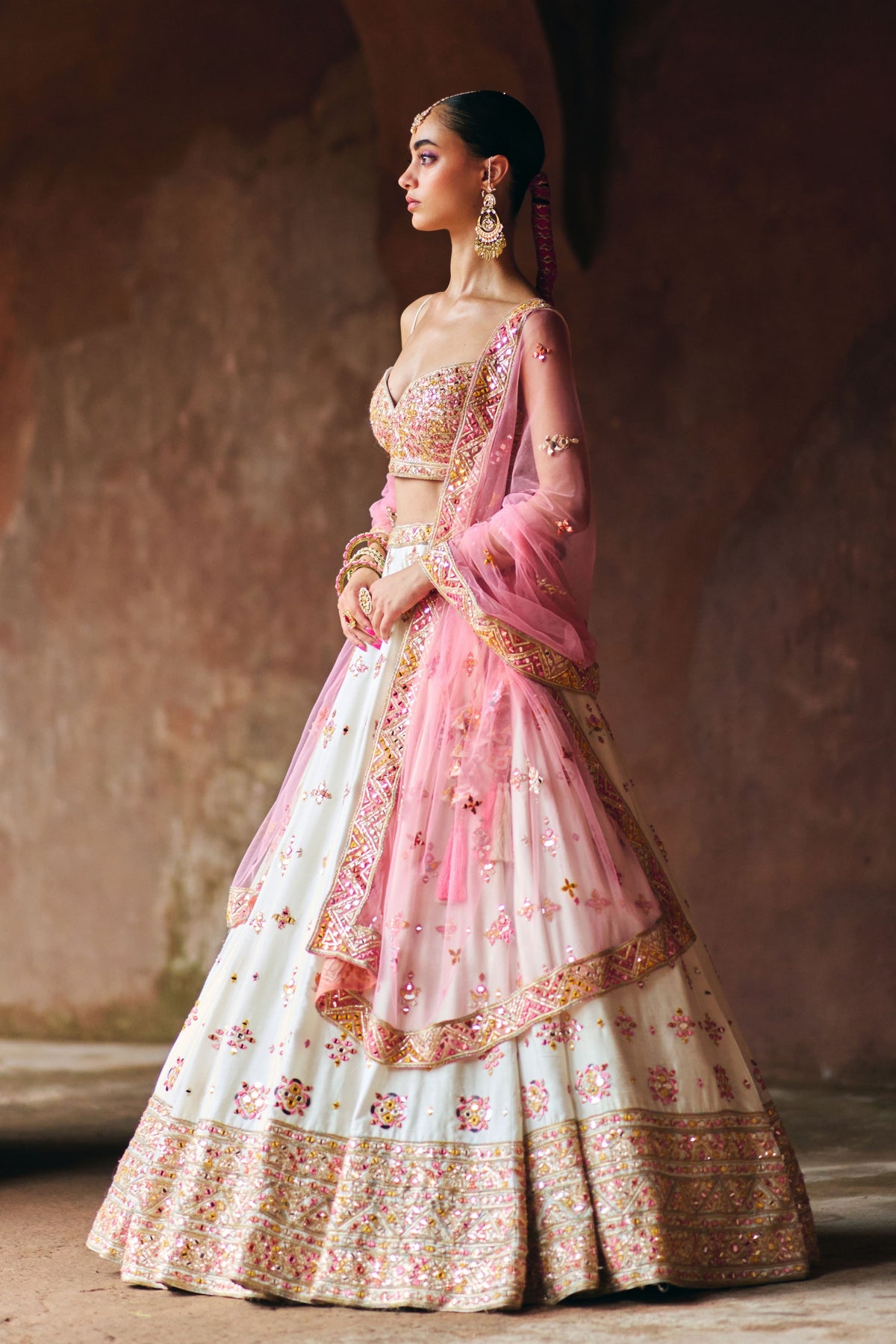 Ivory Raw Silk Lehenga Set