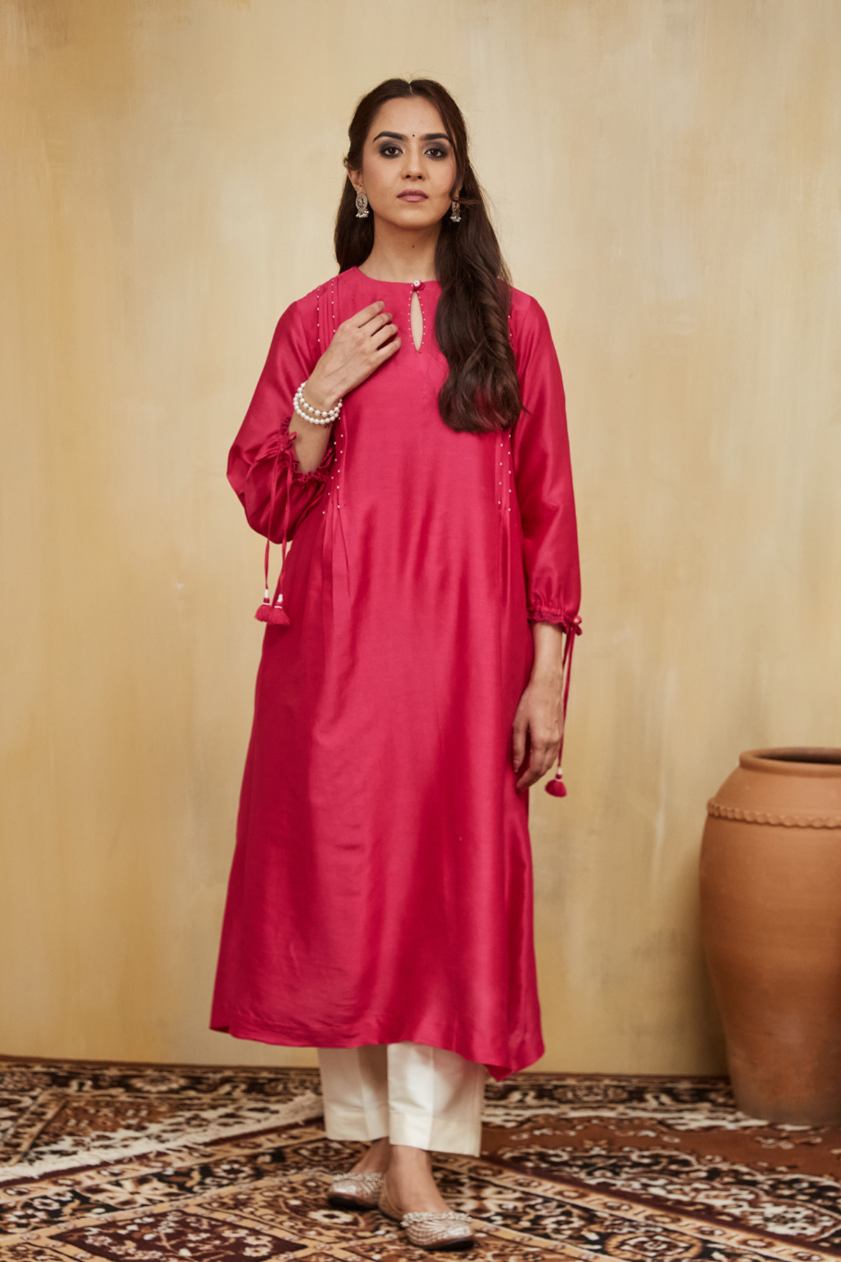 Pink Chanderi Aisha Kurta