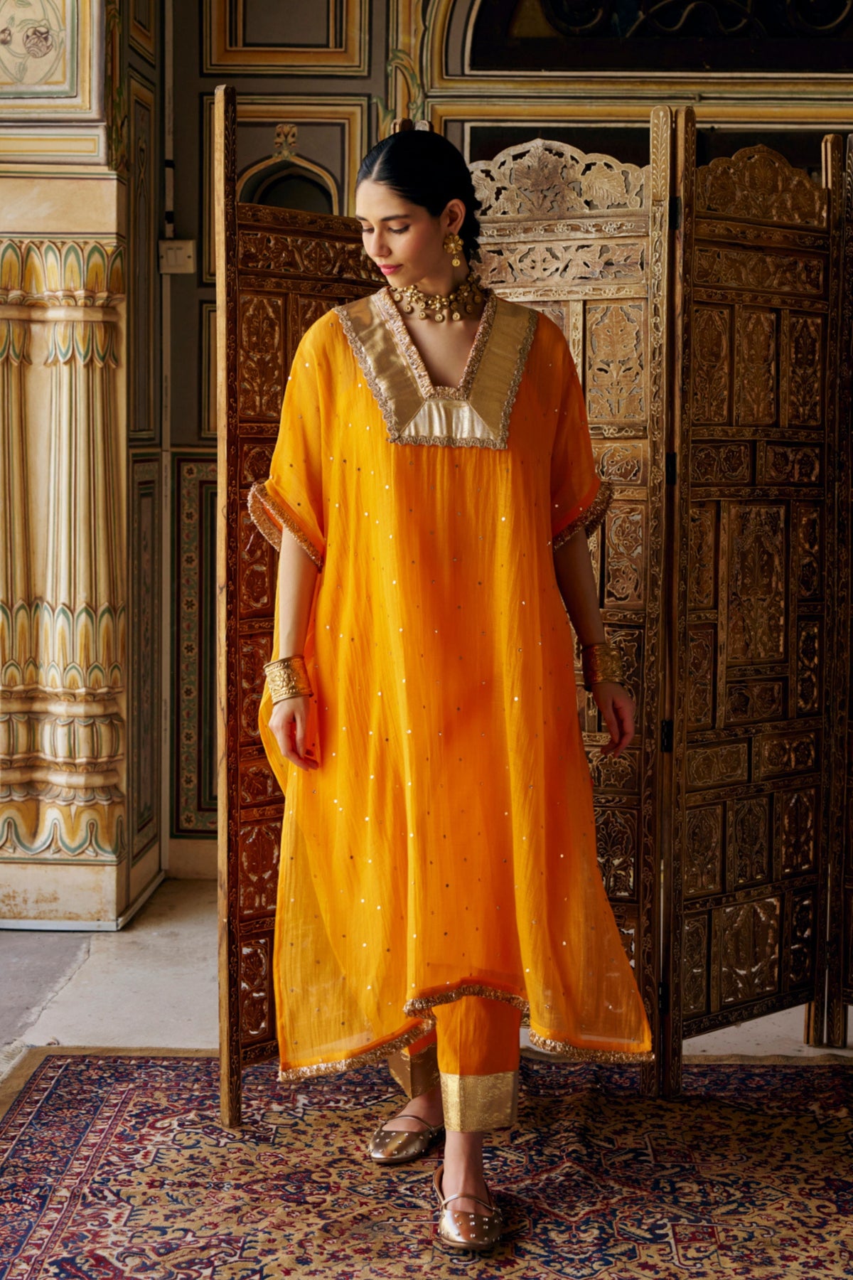 Saffron Glass Kaftan Set