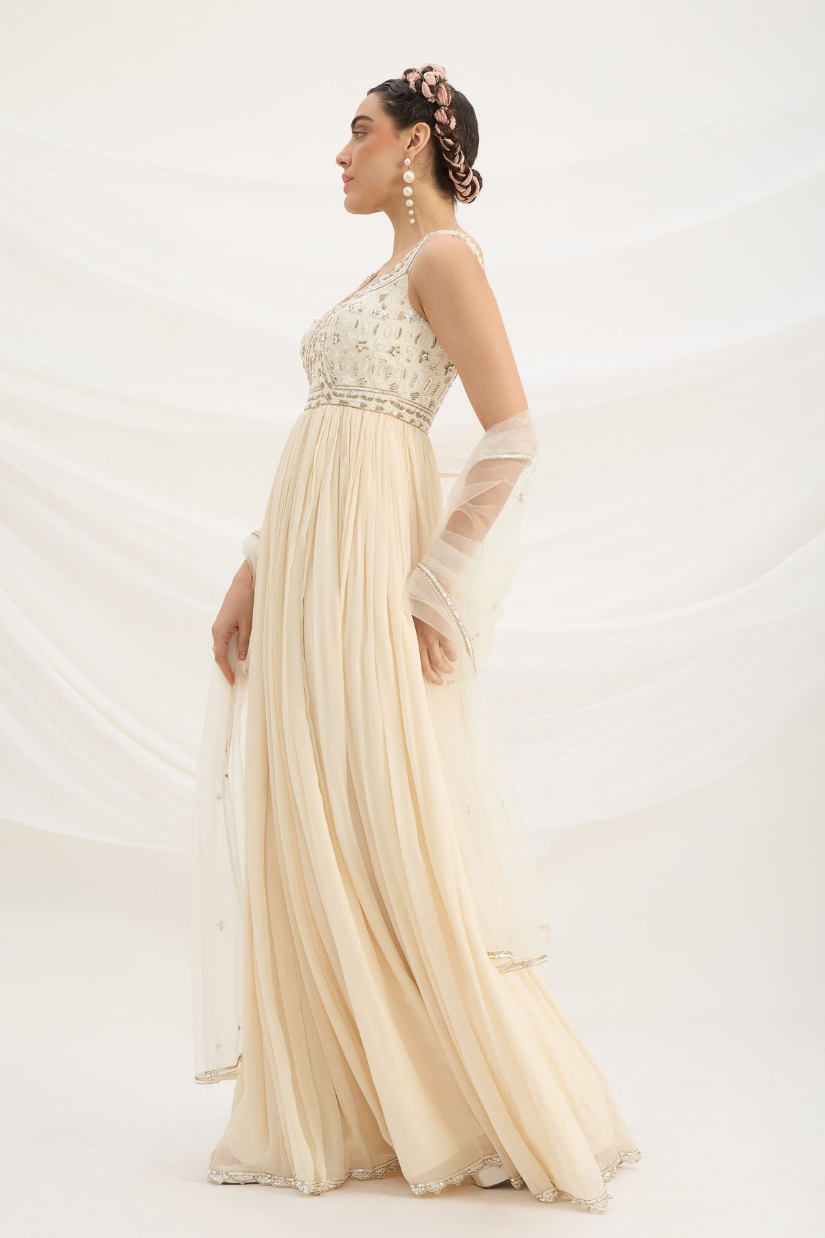 Beige Embroidered Dress