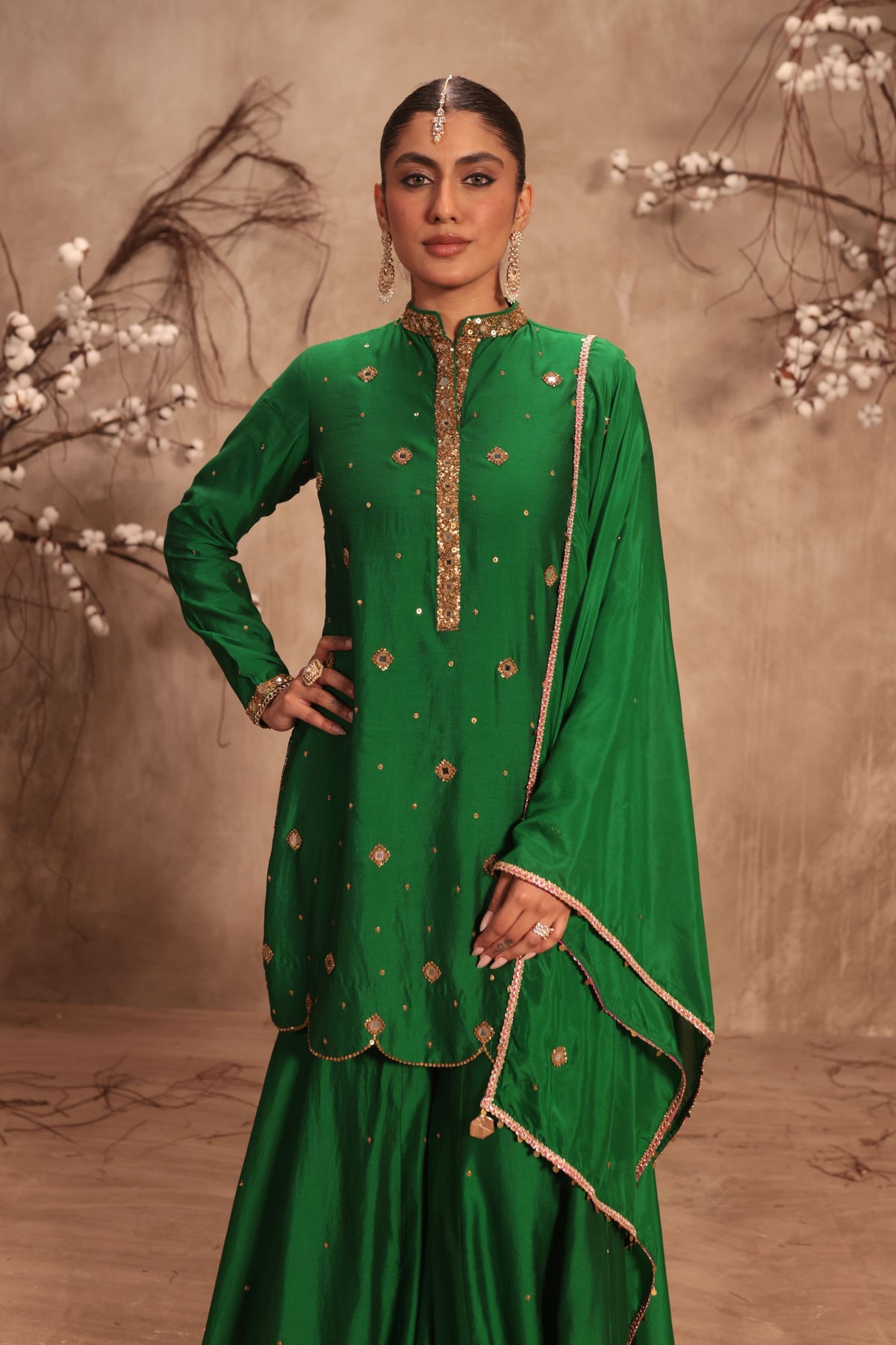 Green Sharara Set