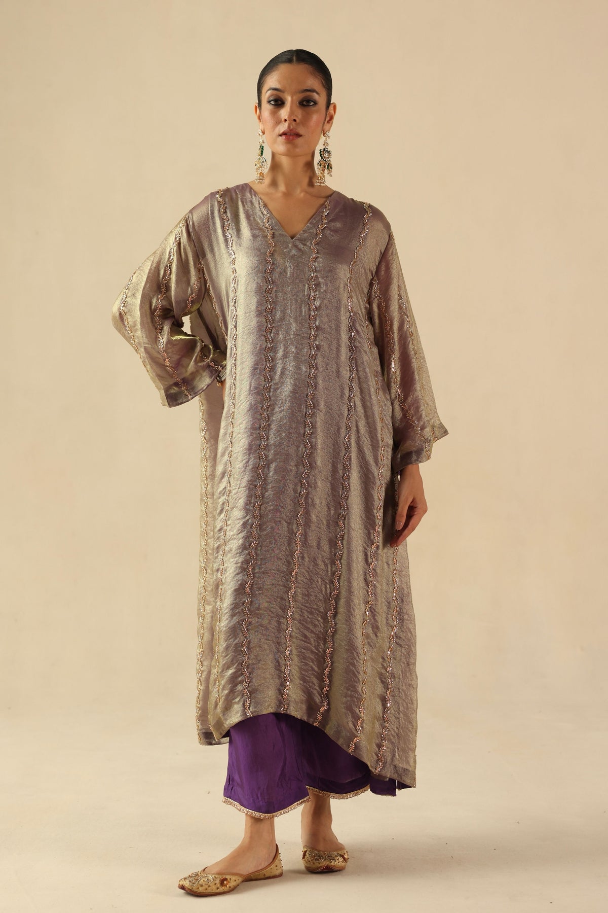 Purple Jhoomar Kurta Set