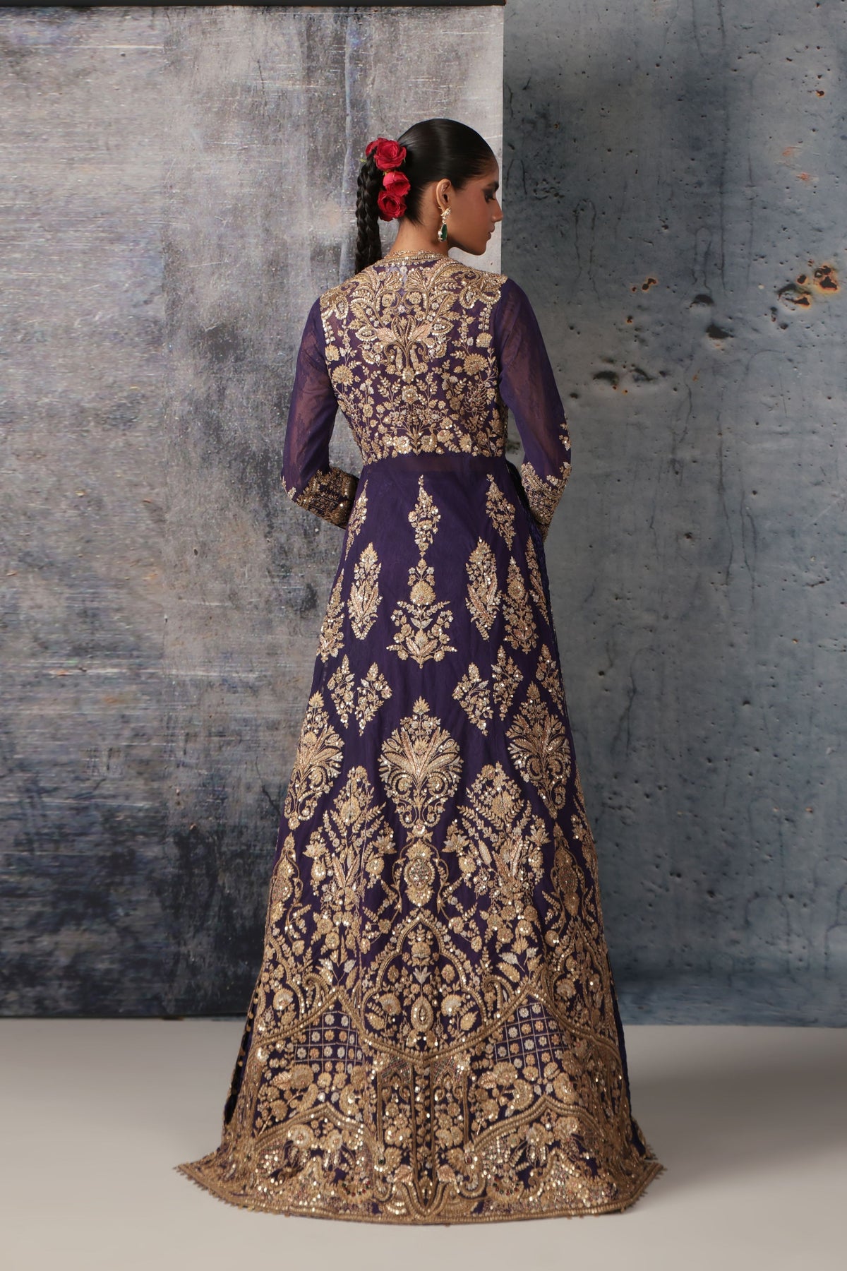 Zar-Rang Purple Jacket Lehenga Set
