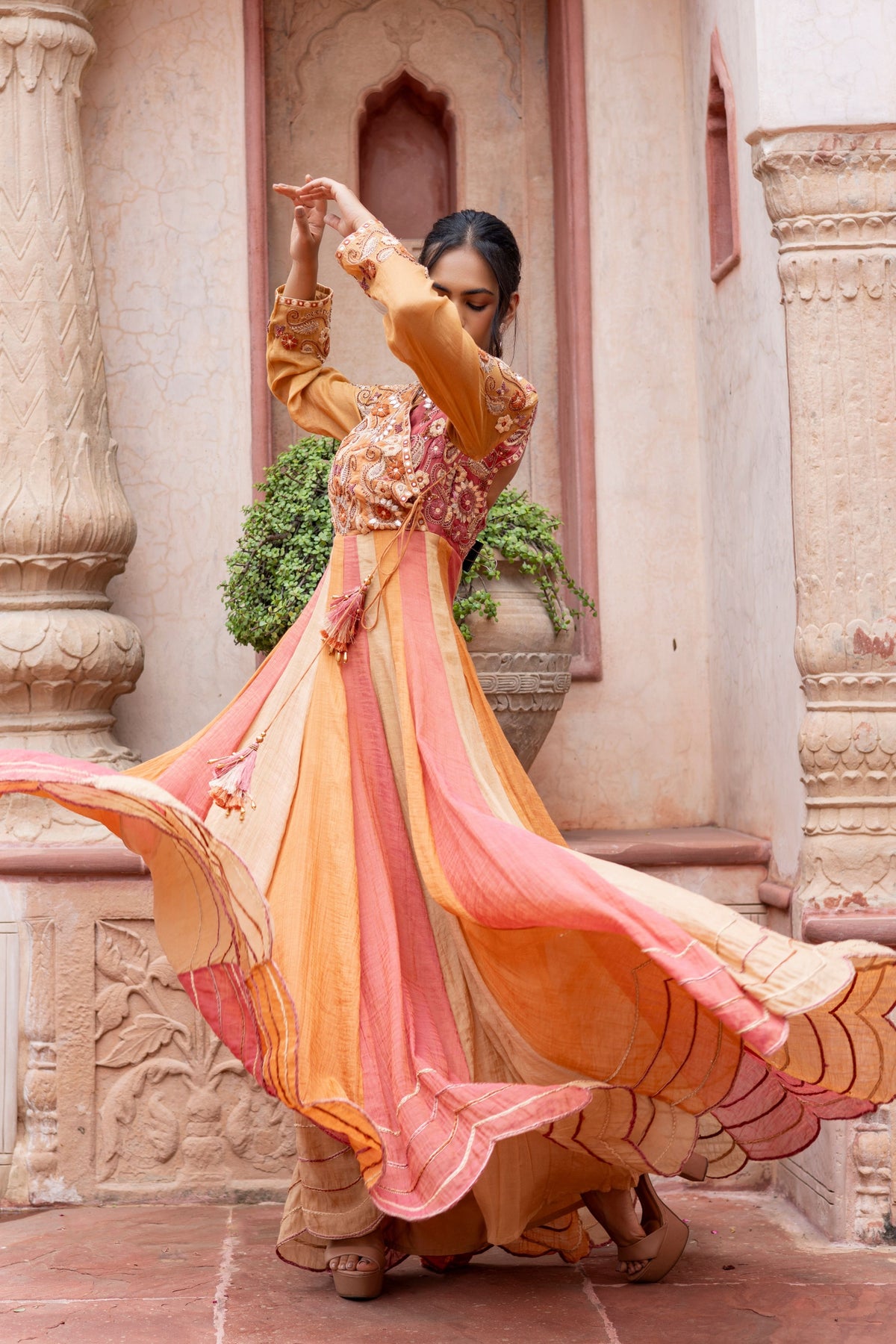 Multicolored Anarkali Set