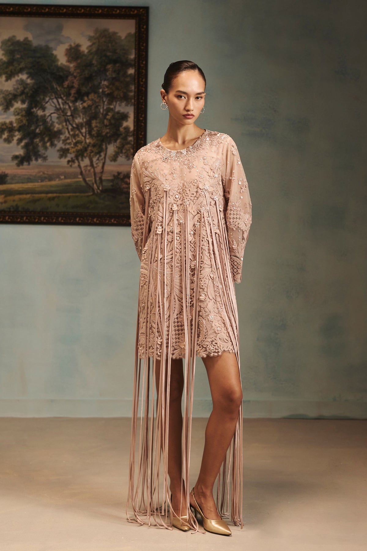 Vienna Golden Fringe Dress