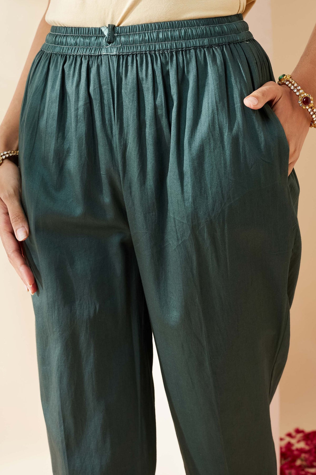 Magenta Floral Chanderi Kurta Set