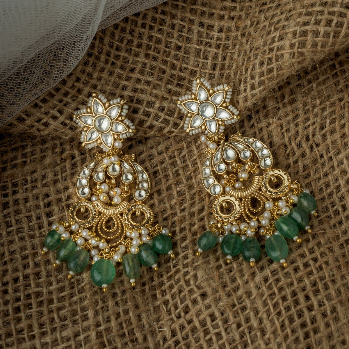Gold Plated Womens Kundan Earrings