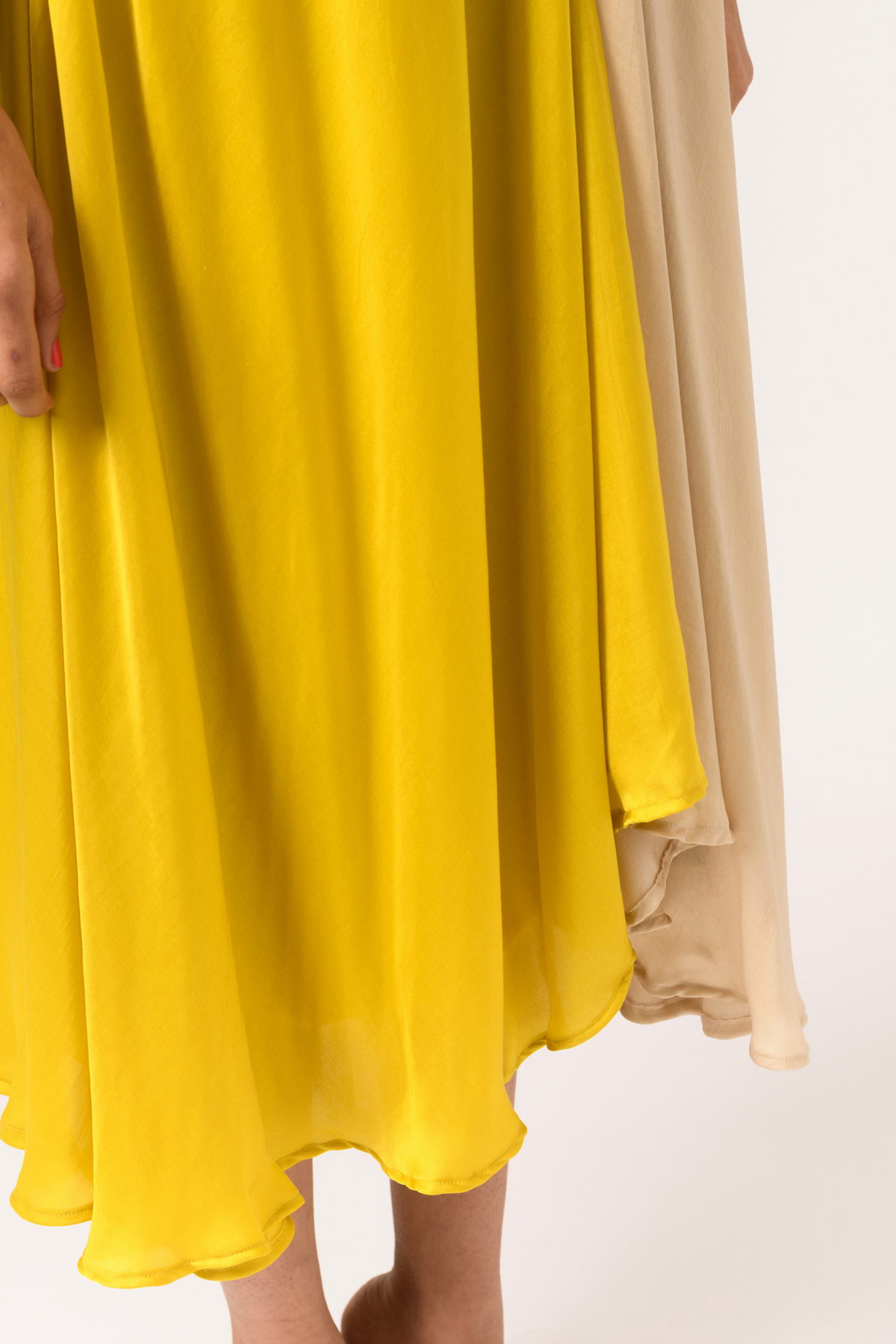 Yellow ecru cap dress