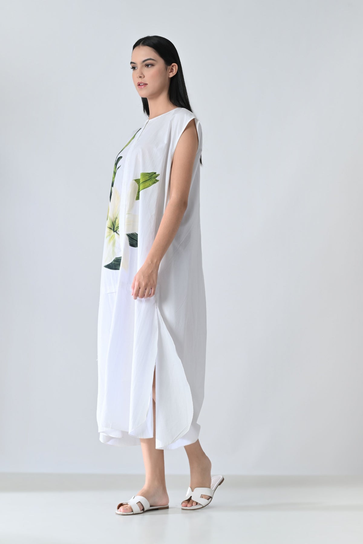 Soft Ivory Floral Printed Dress