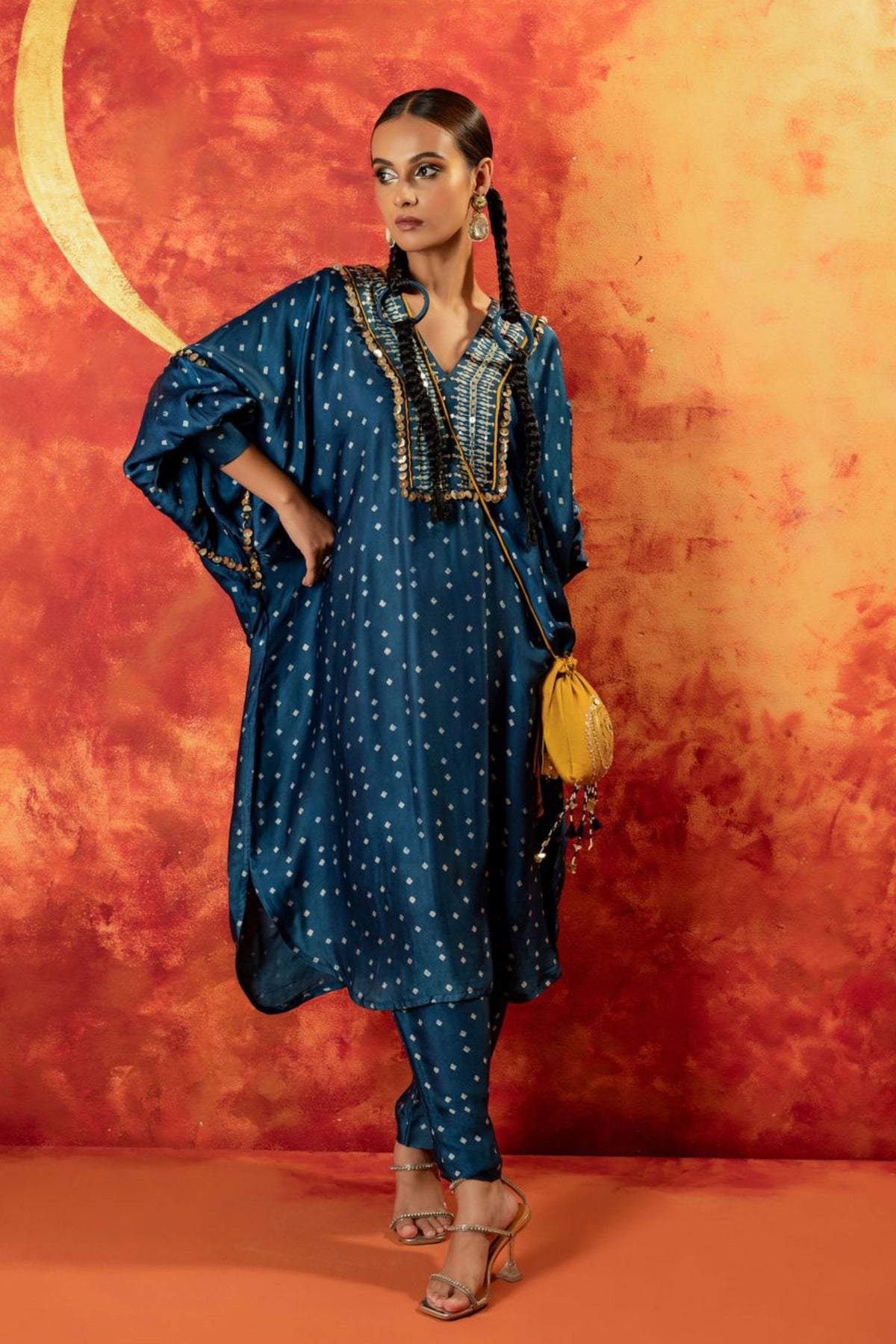 Hira Indigo Kaftan Set