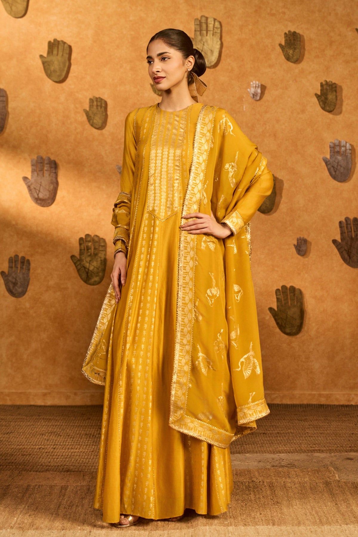 Ochre Snow Anarkali Set