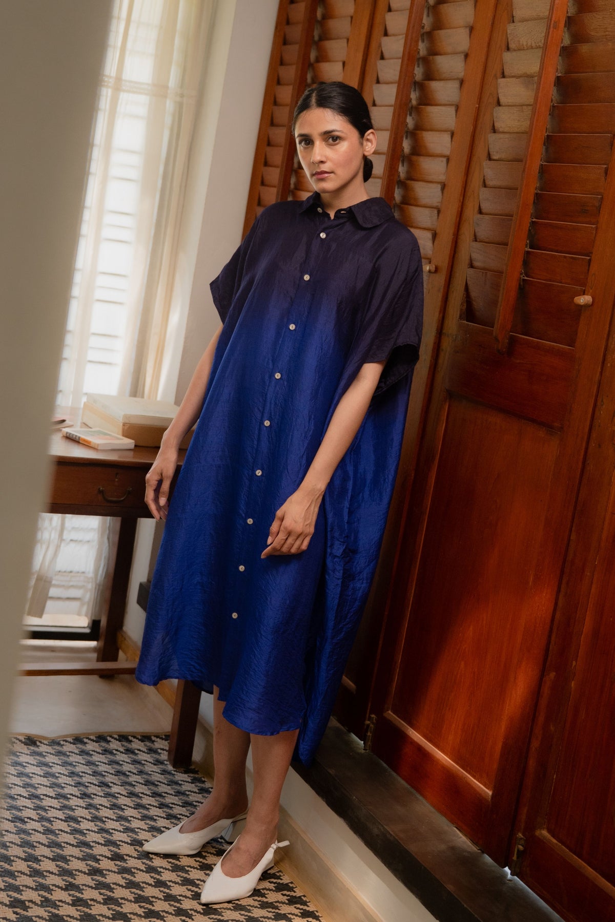 Blue Ombre Shirt Dress