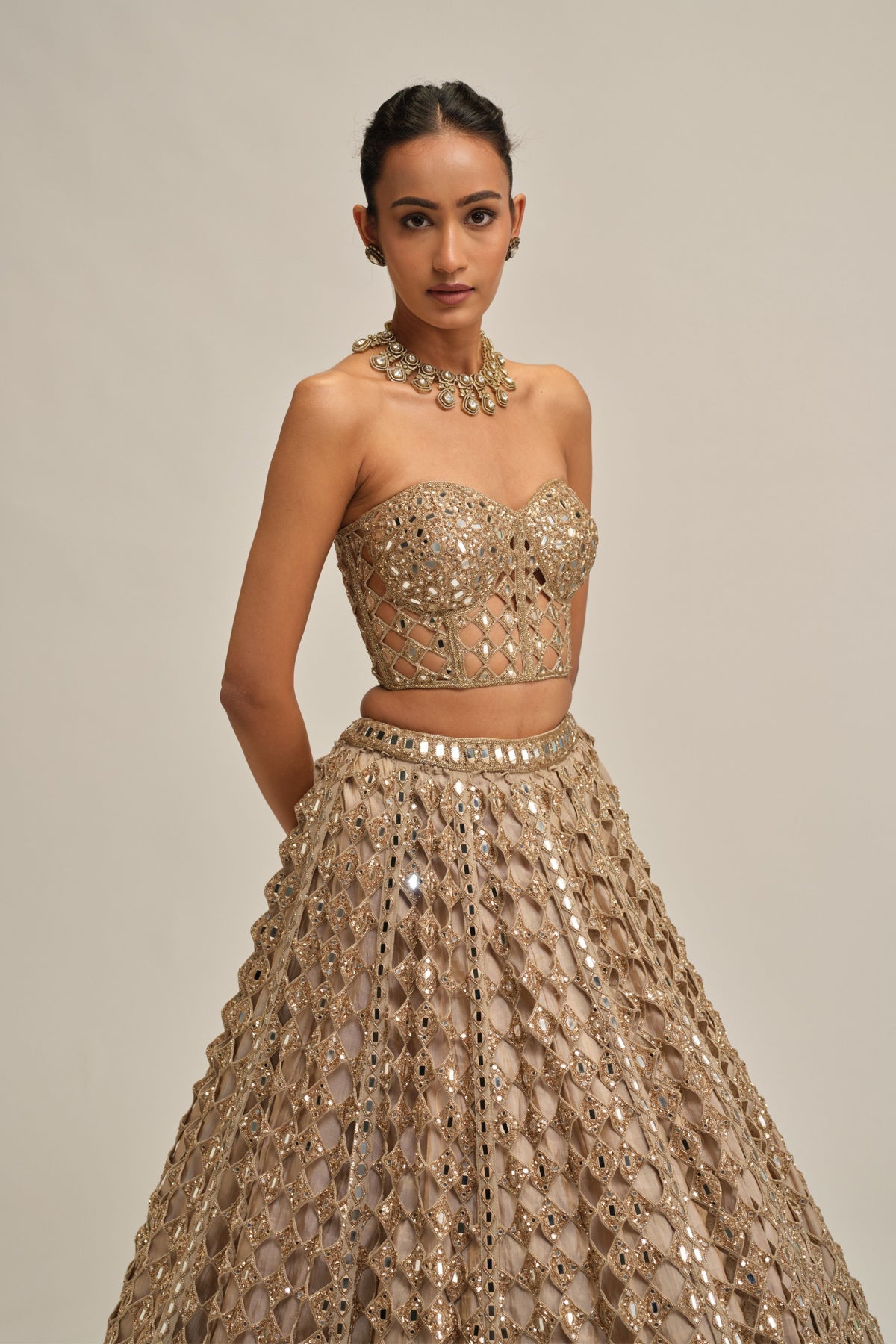 Light Beige Lehenga Set
