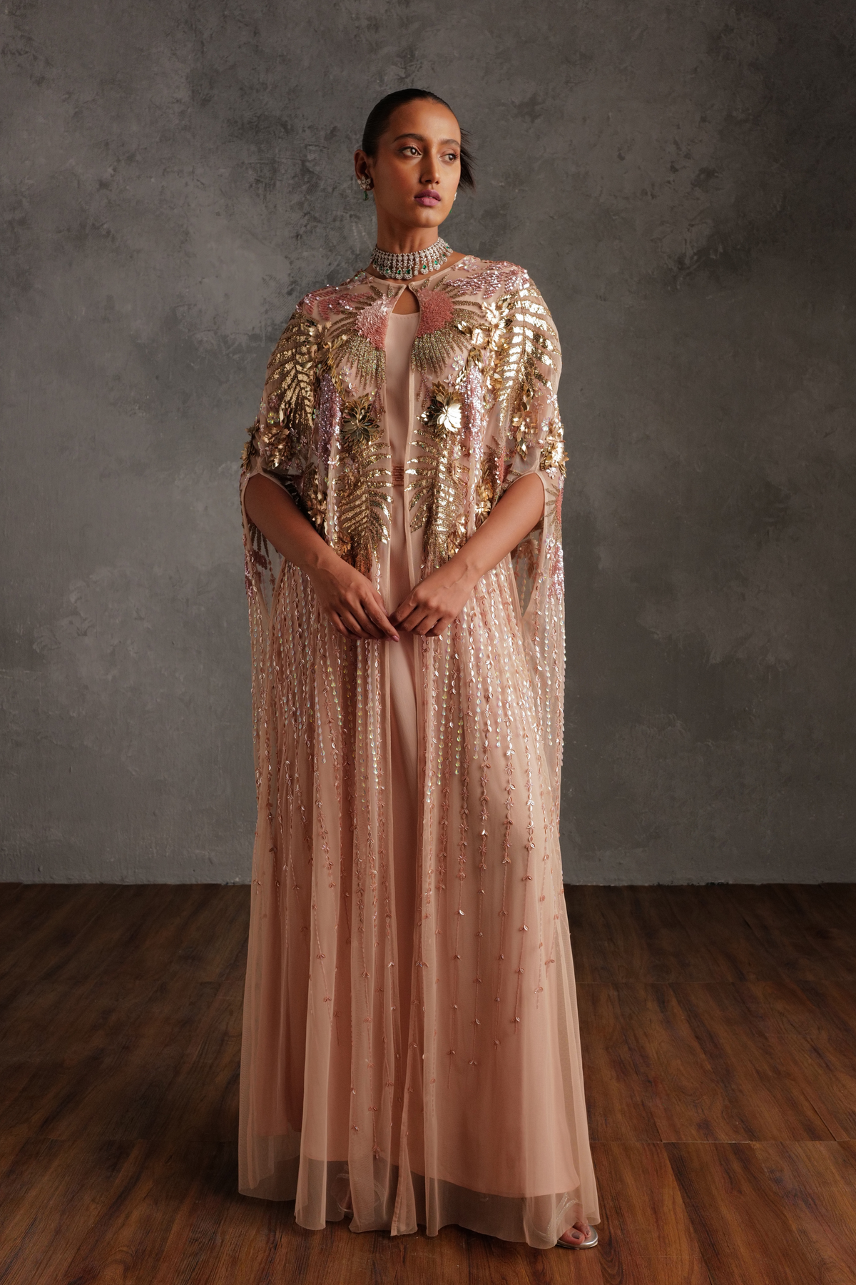 Ryse Cape And Dress In Blush