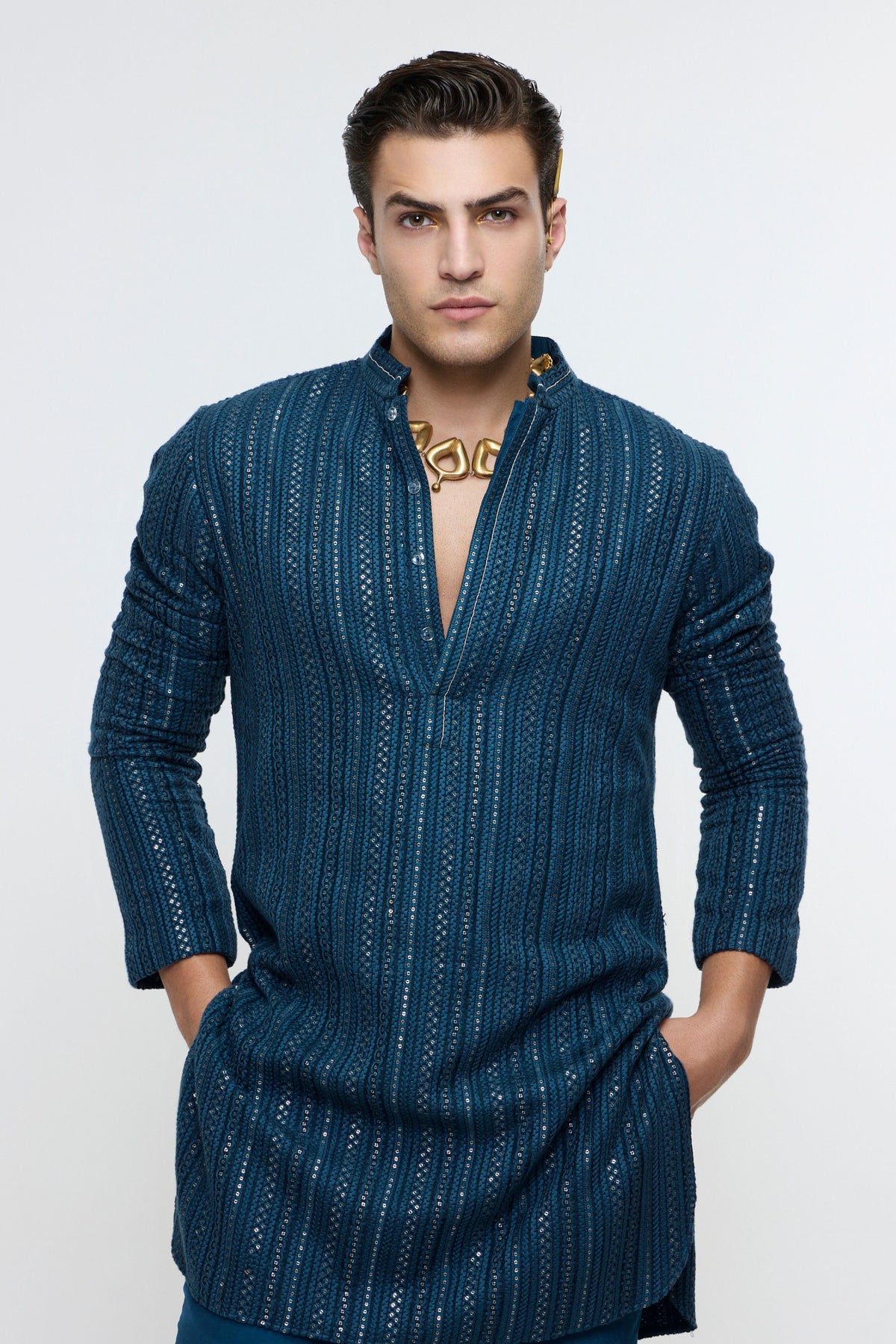Zayan Blue Lucknowi Kurta Set