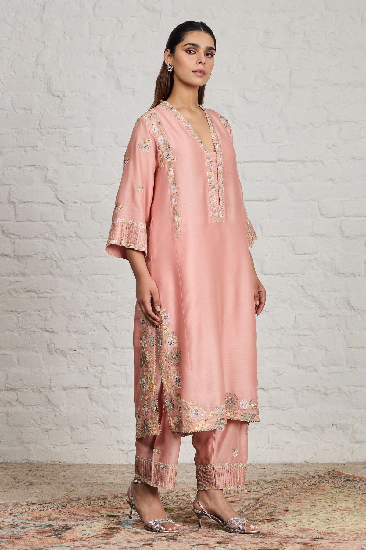 Fern Kurta Peach Pink Set
