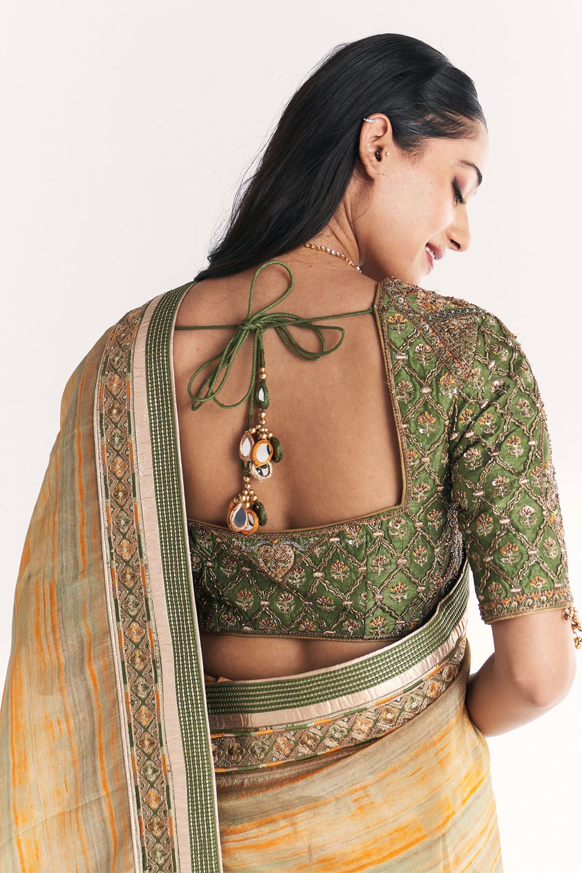 Morni Green Saree