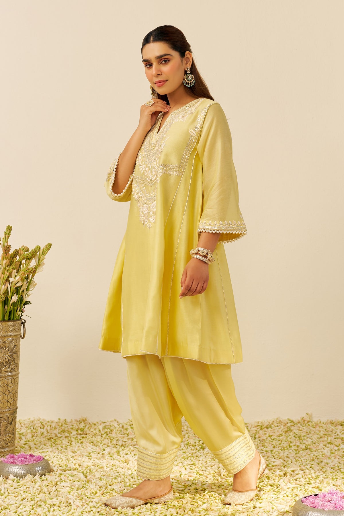 Aiza Yellow Kurta With Salwar