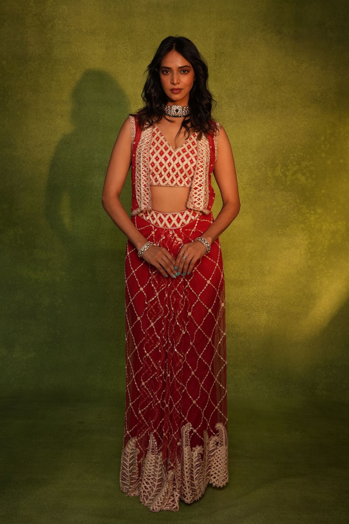 Red Skirt Set