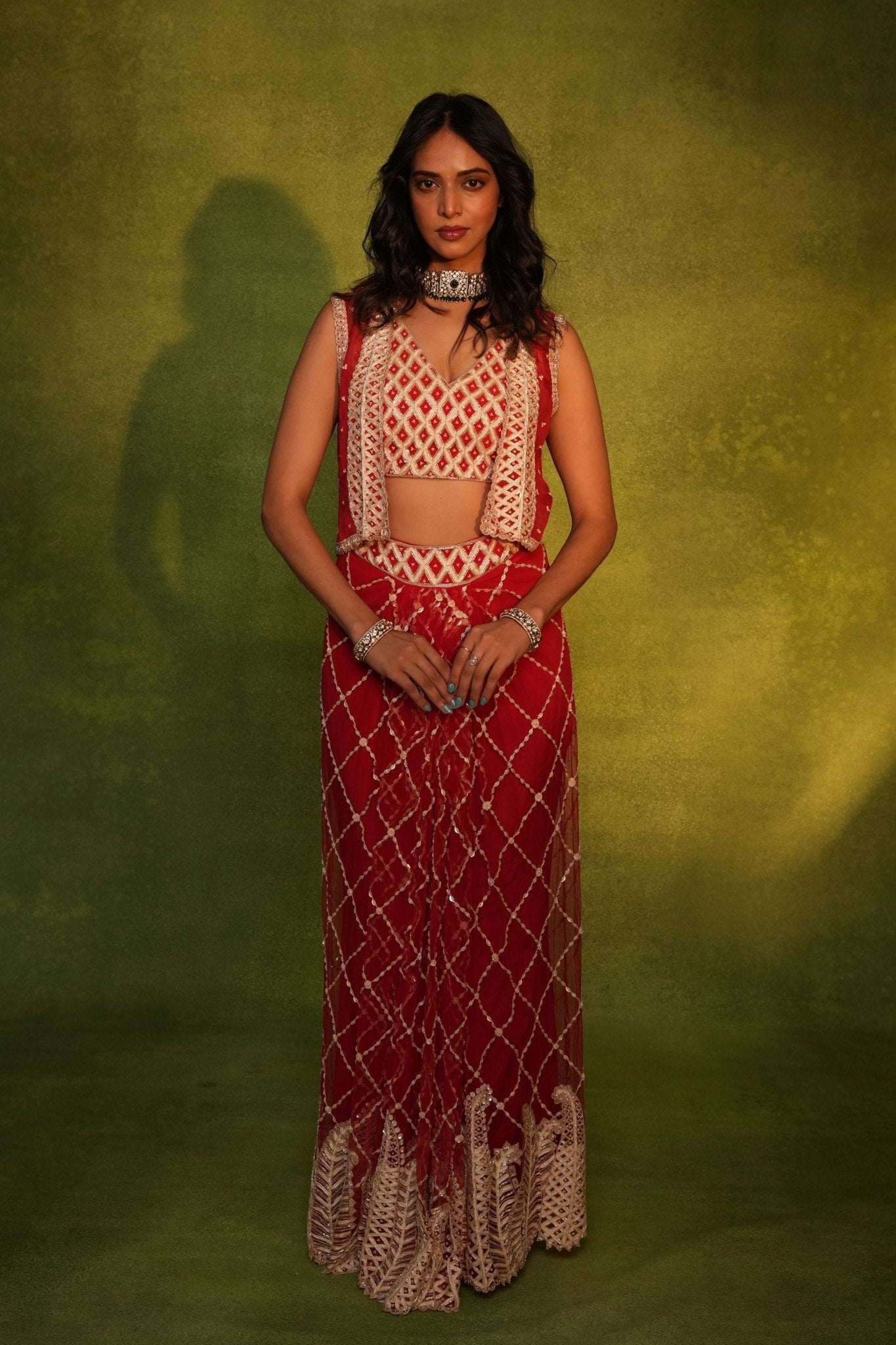 Red Skirt Set - Ashutosh Joshi - Elahe