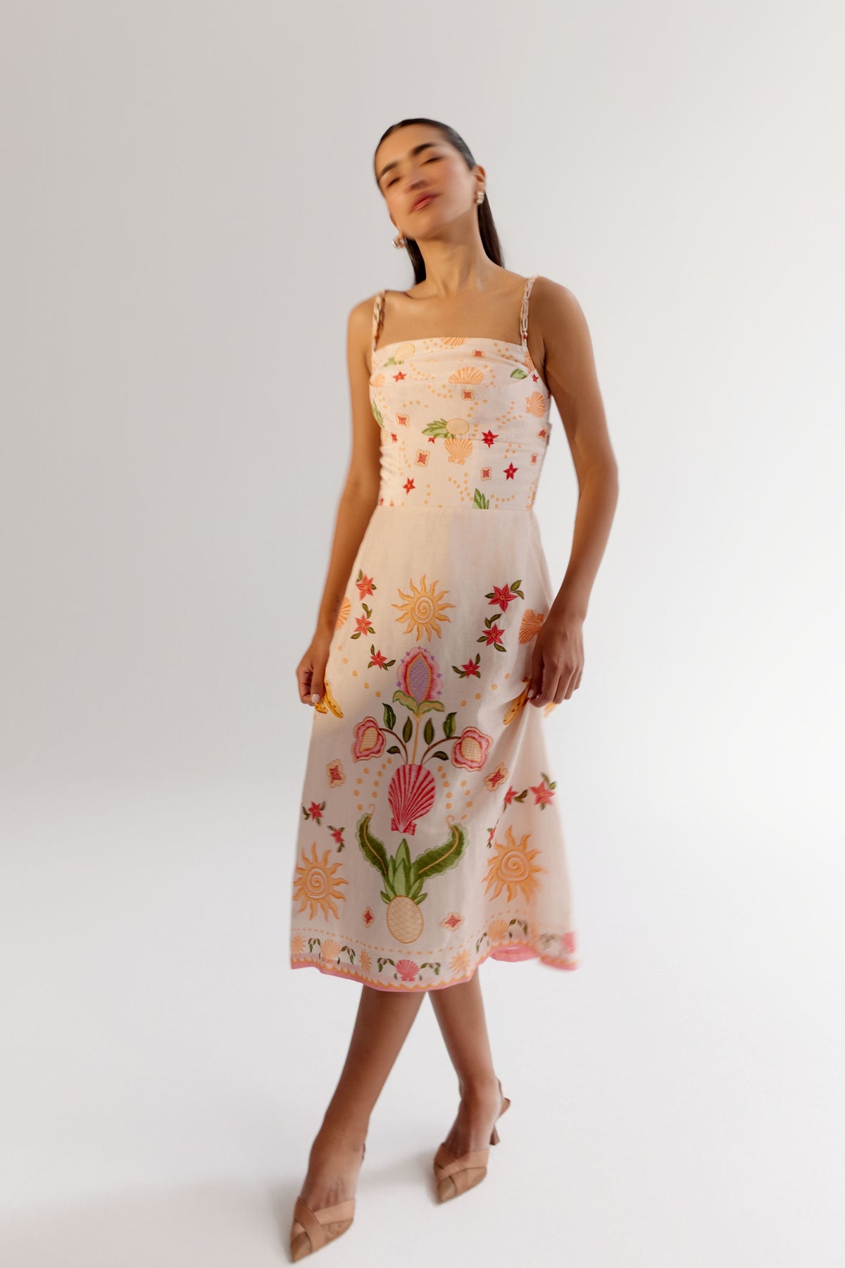 Seashell Ecru Valentina Midi Dress