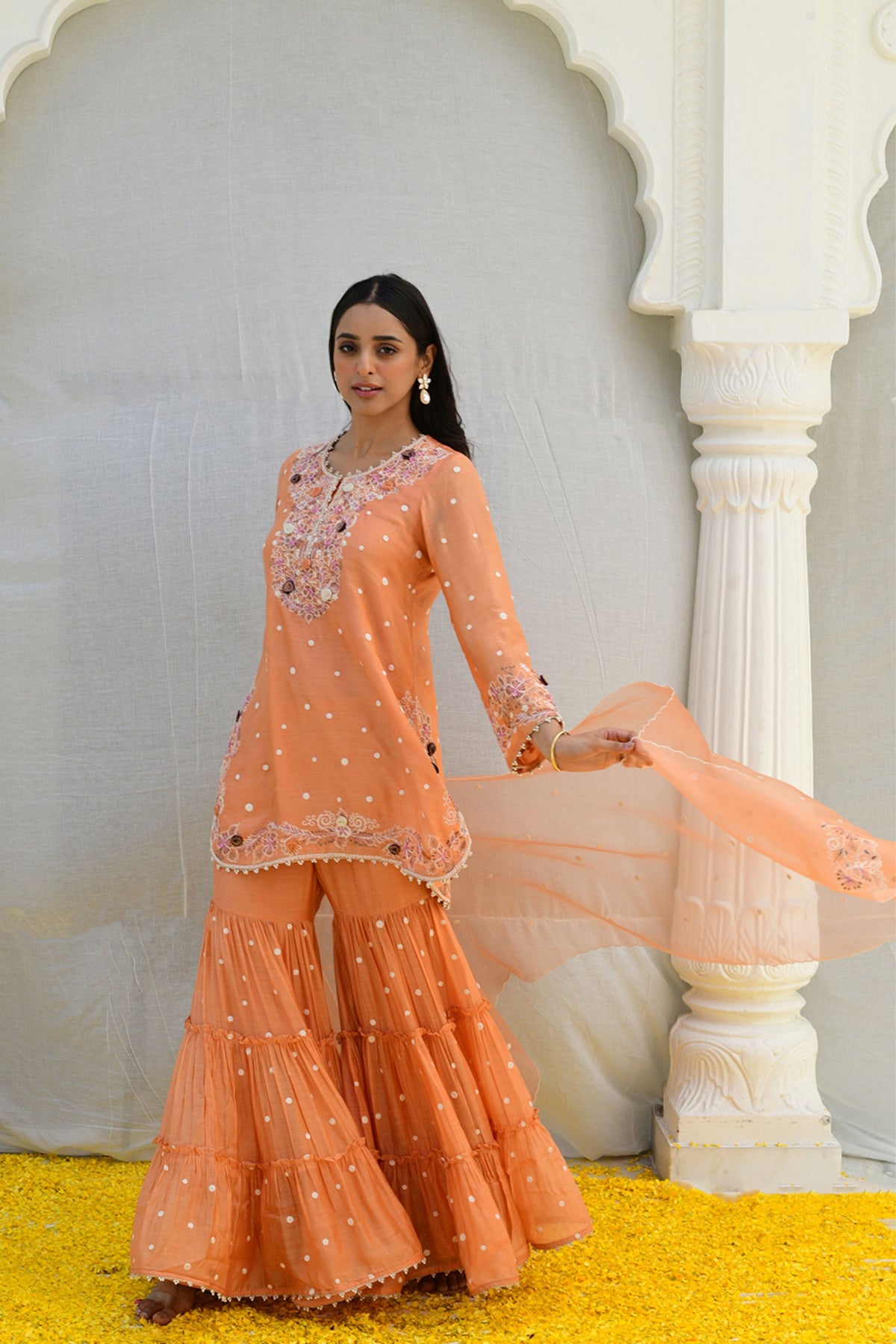 Peach Reef Light Sharara set