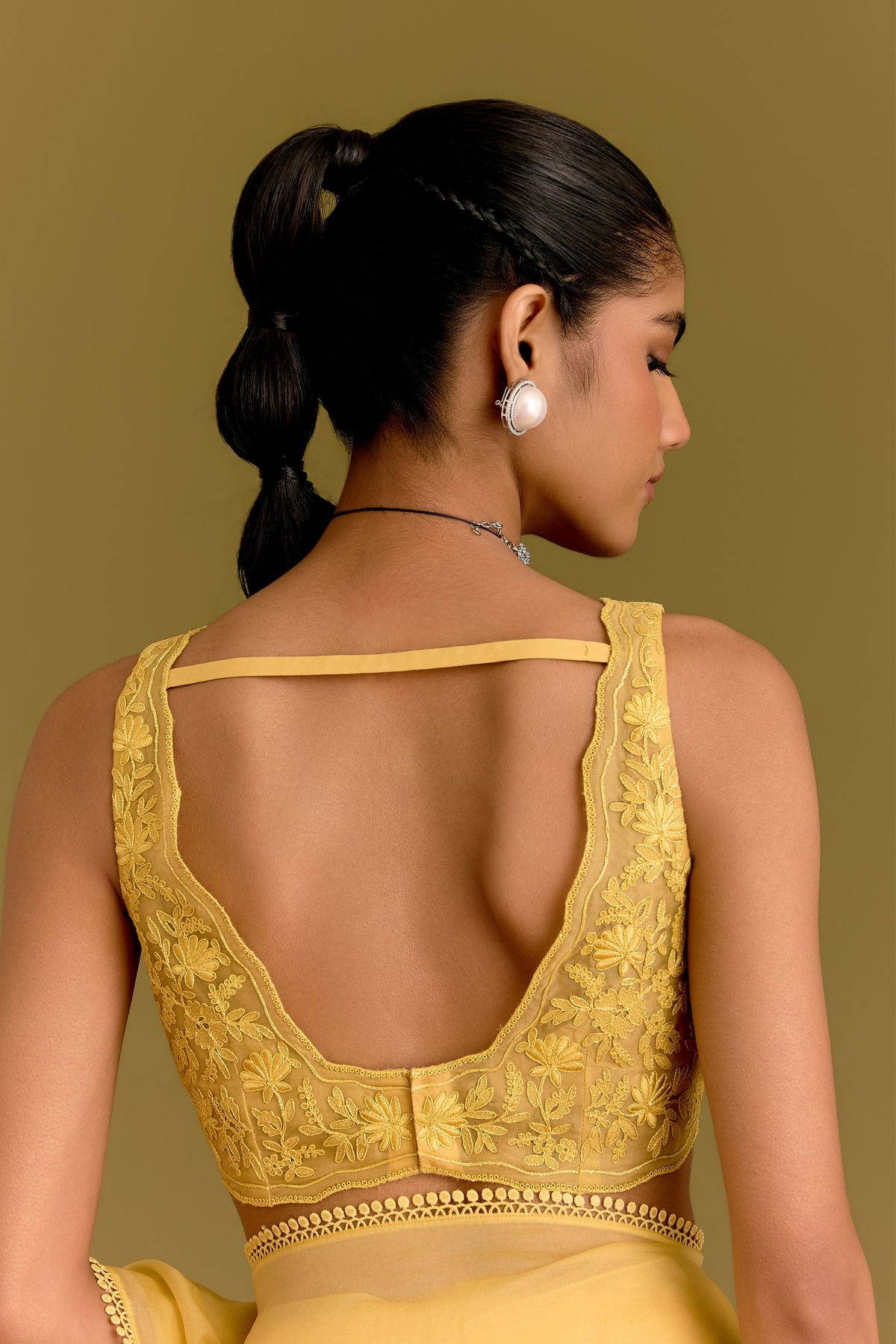 Yellow Embroidered Saree Set