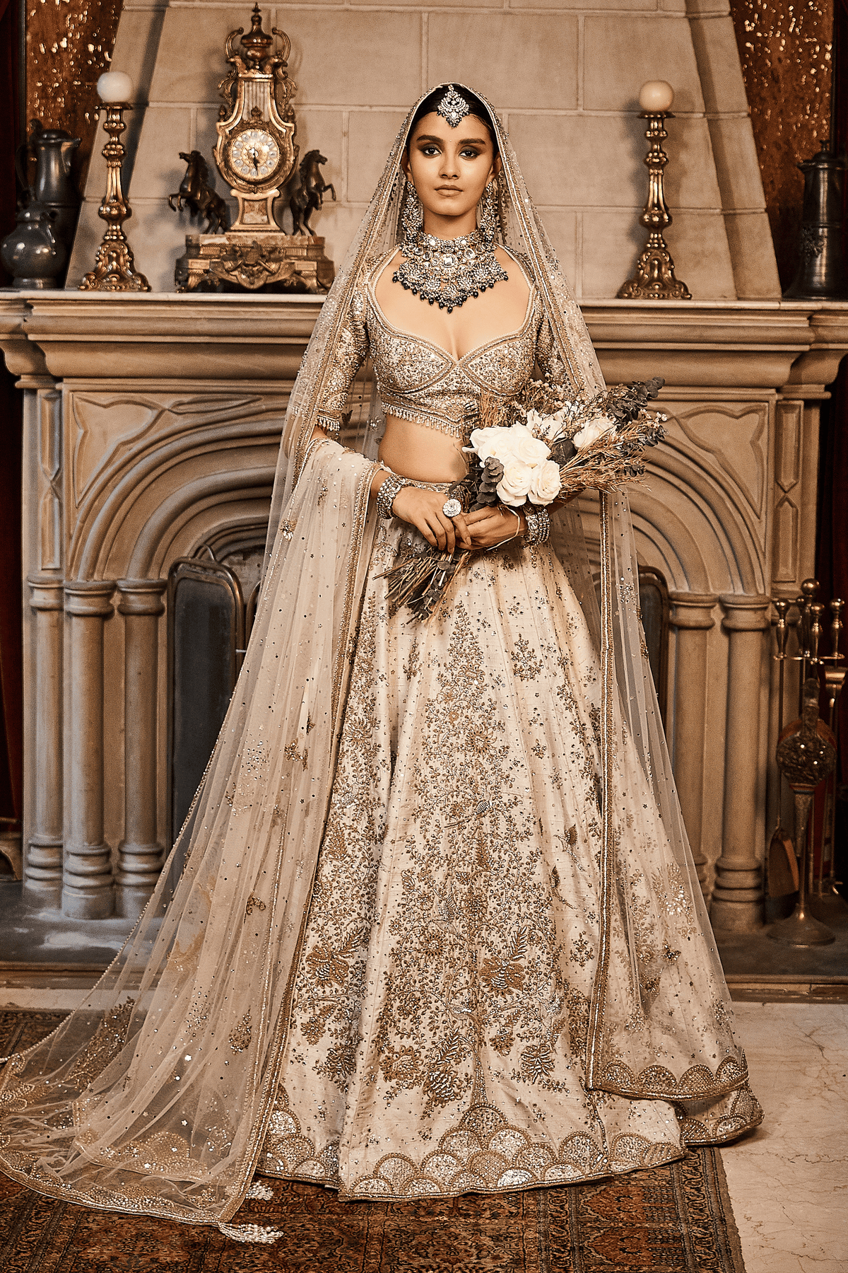 Aurum Ekru Tree of Life Lehenga Set