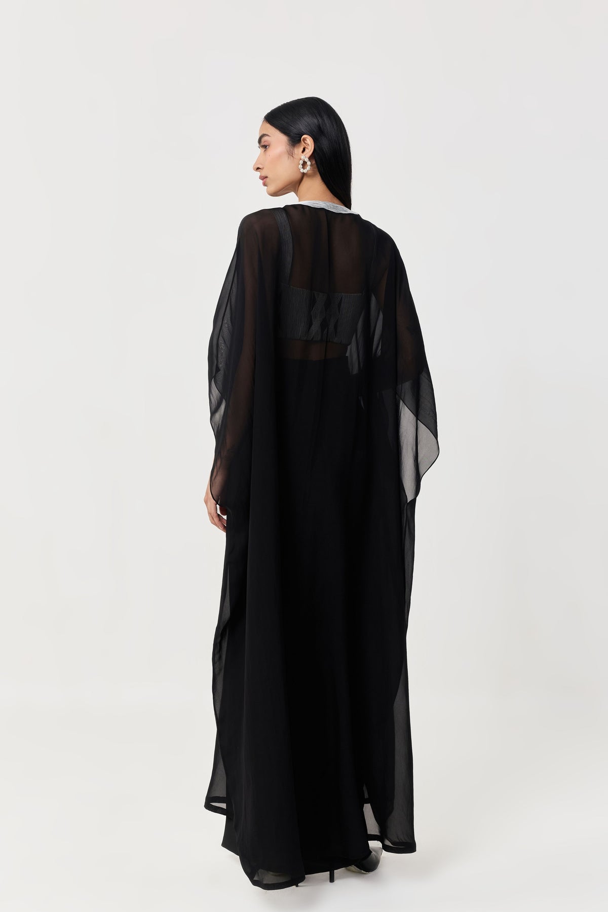 Entwined Corded Black And White Bustier Cape Set
