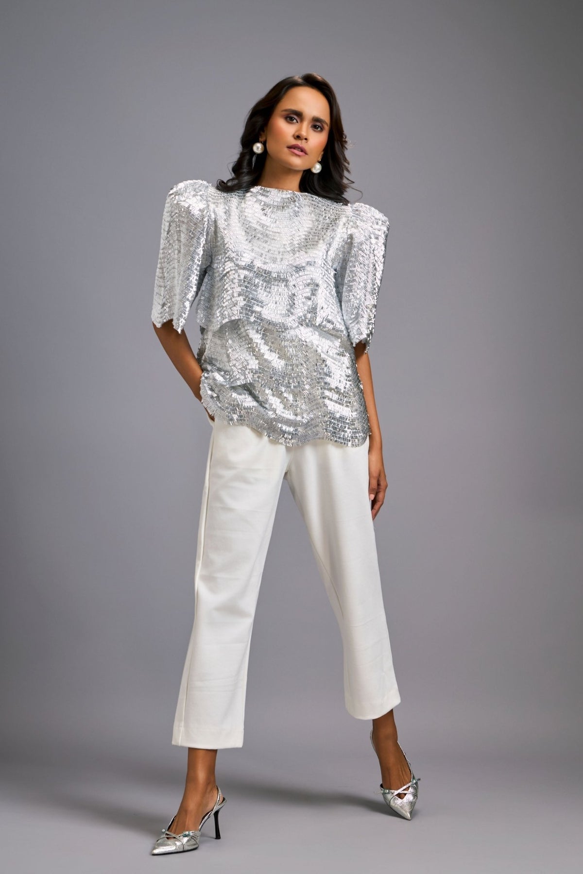 Sculptural Silver Co - ord Set - Deepika Arora - Elahe