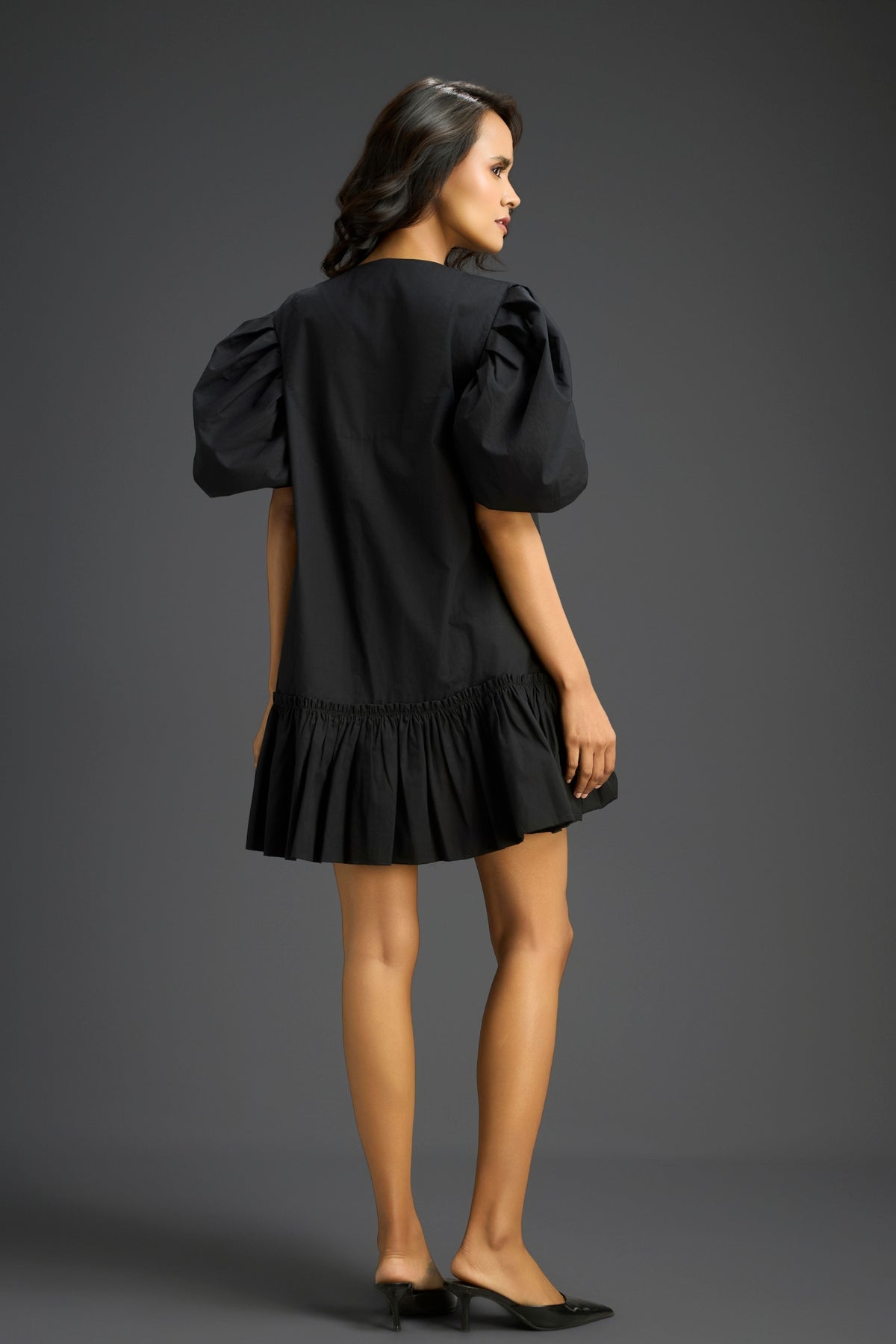 Black Dress With Puffed Sleeves
