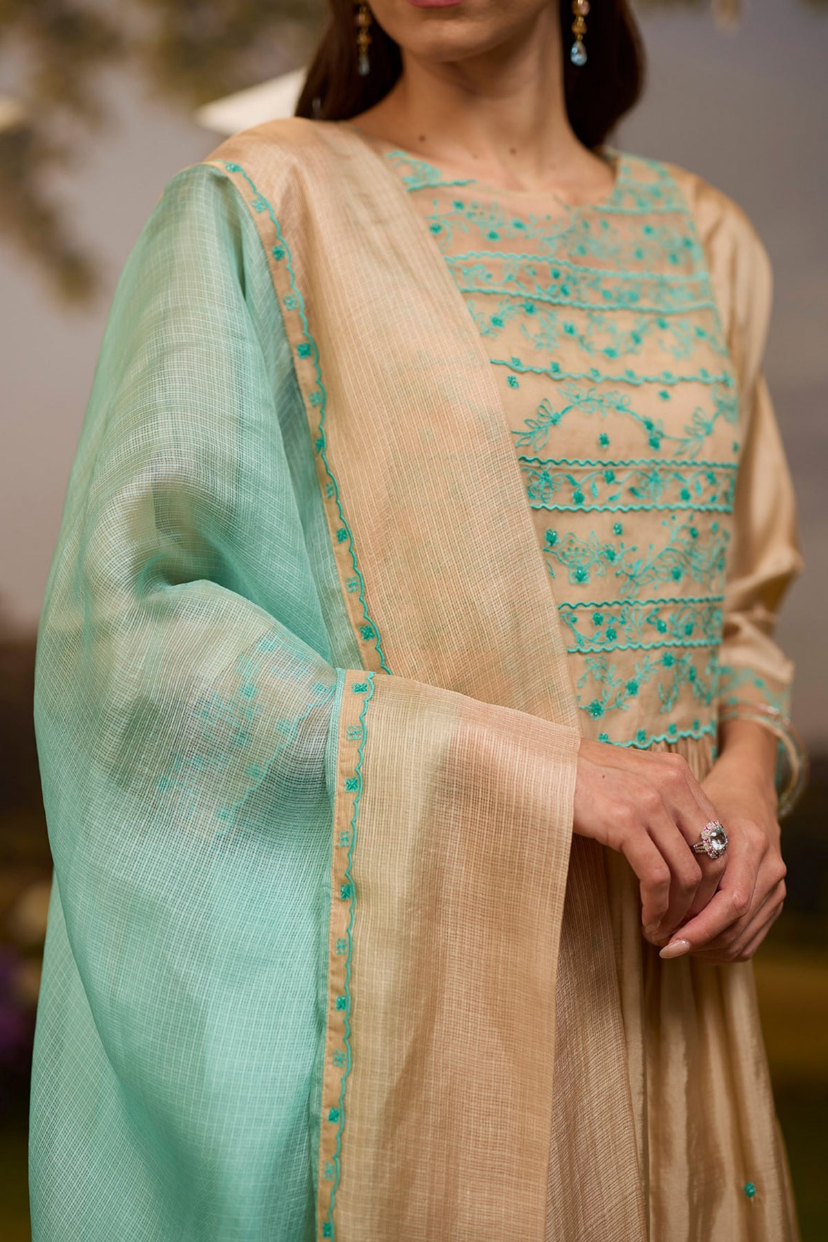 Woodland Stories Embroidered Beige Kurta Set