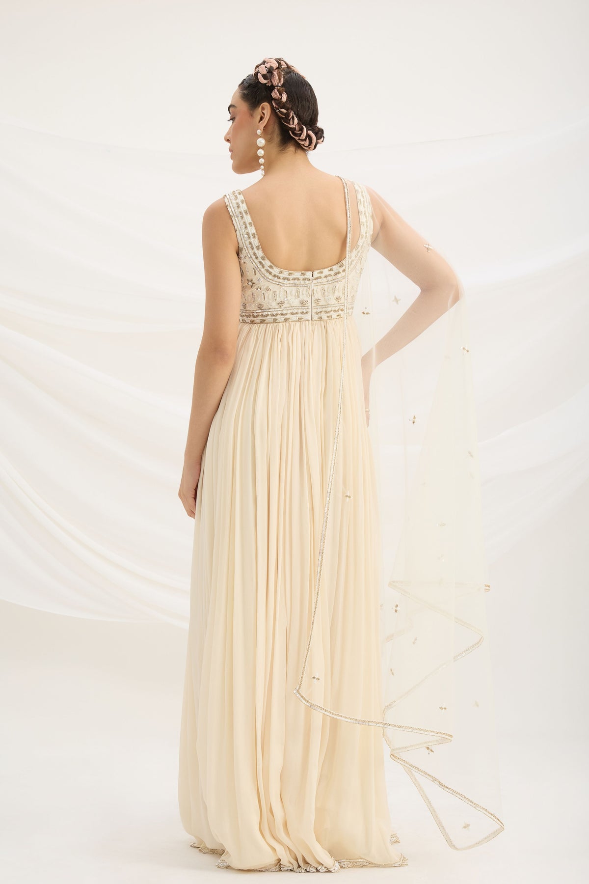 Beige Embroidered Dress