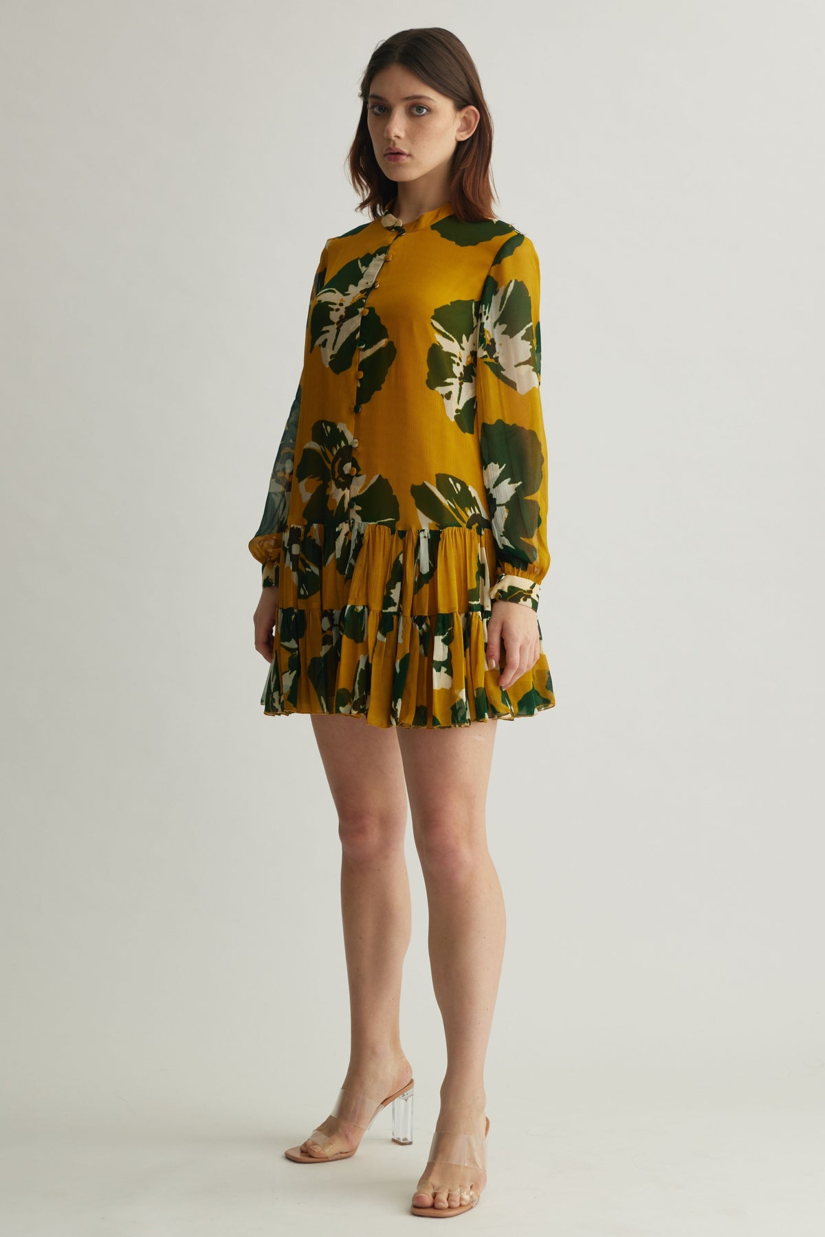 Green Floral Short Dress