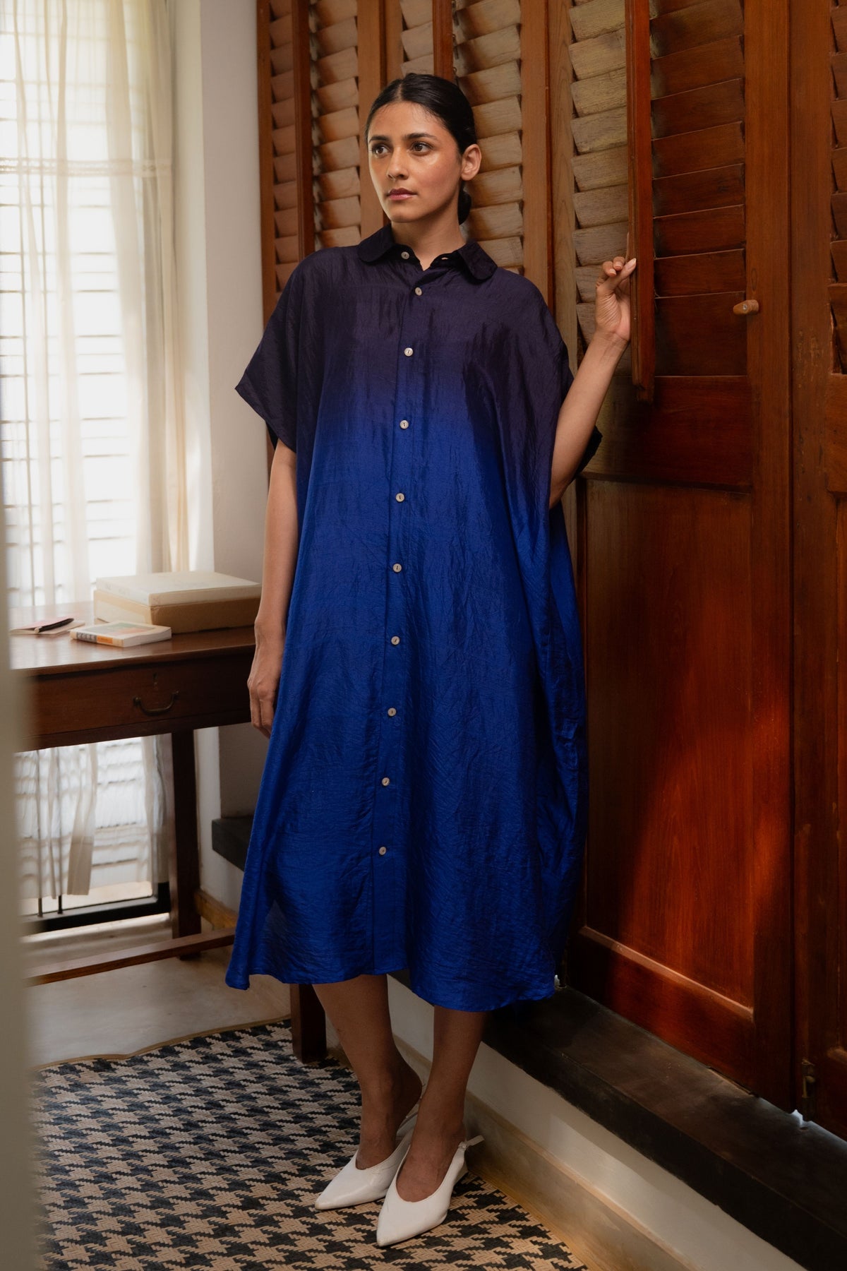 Blue Ombre Shirt Dress