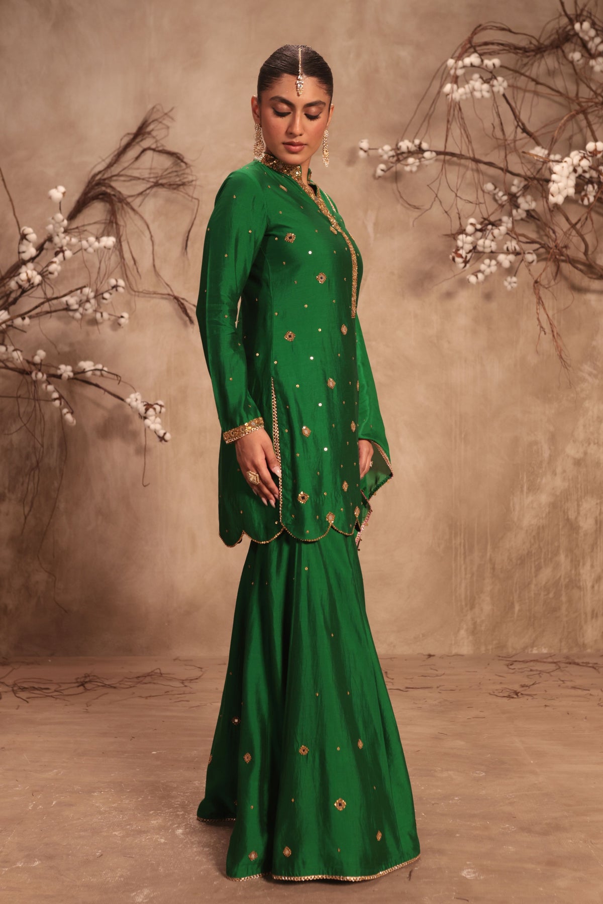 Green Sharara Set