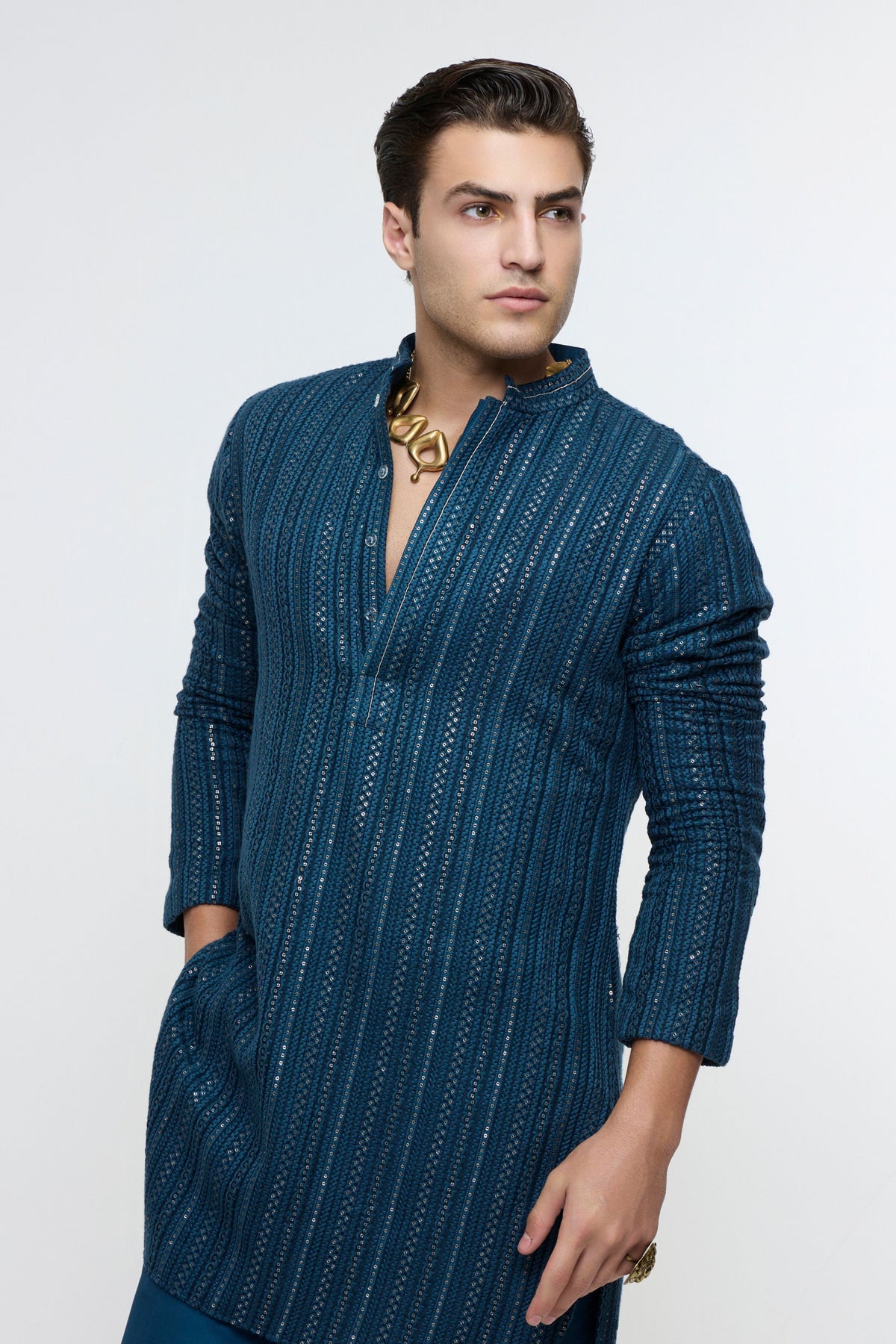 Zayan Blue Lucknowi Kurta Set