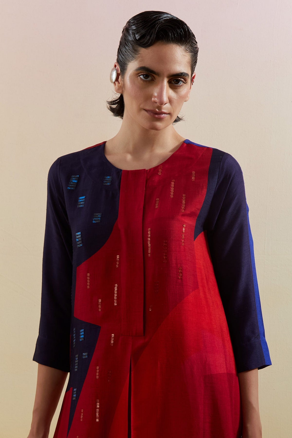 Zenith Navy & Red Kurta Set
